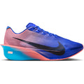 Men's Nike Vaporfly 4 Running Shoes Racer Blue Blue Lightning Atomic Pink White outer side view showing full-length carbon fibre Flyplate with optimised ZoomX foam for propulsive elite racing performance