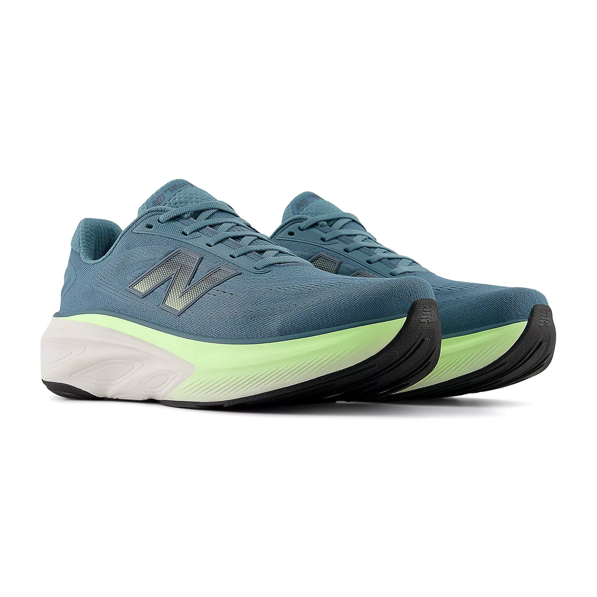 Men's Fresh Foam X More v6 Salt Water Afterglow Grey Matter pair angled side view showing Fresh Foam X cushioning and upper construction
