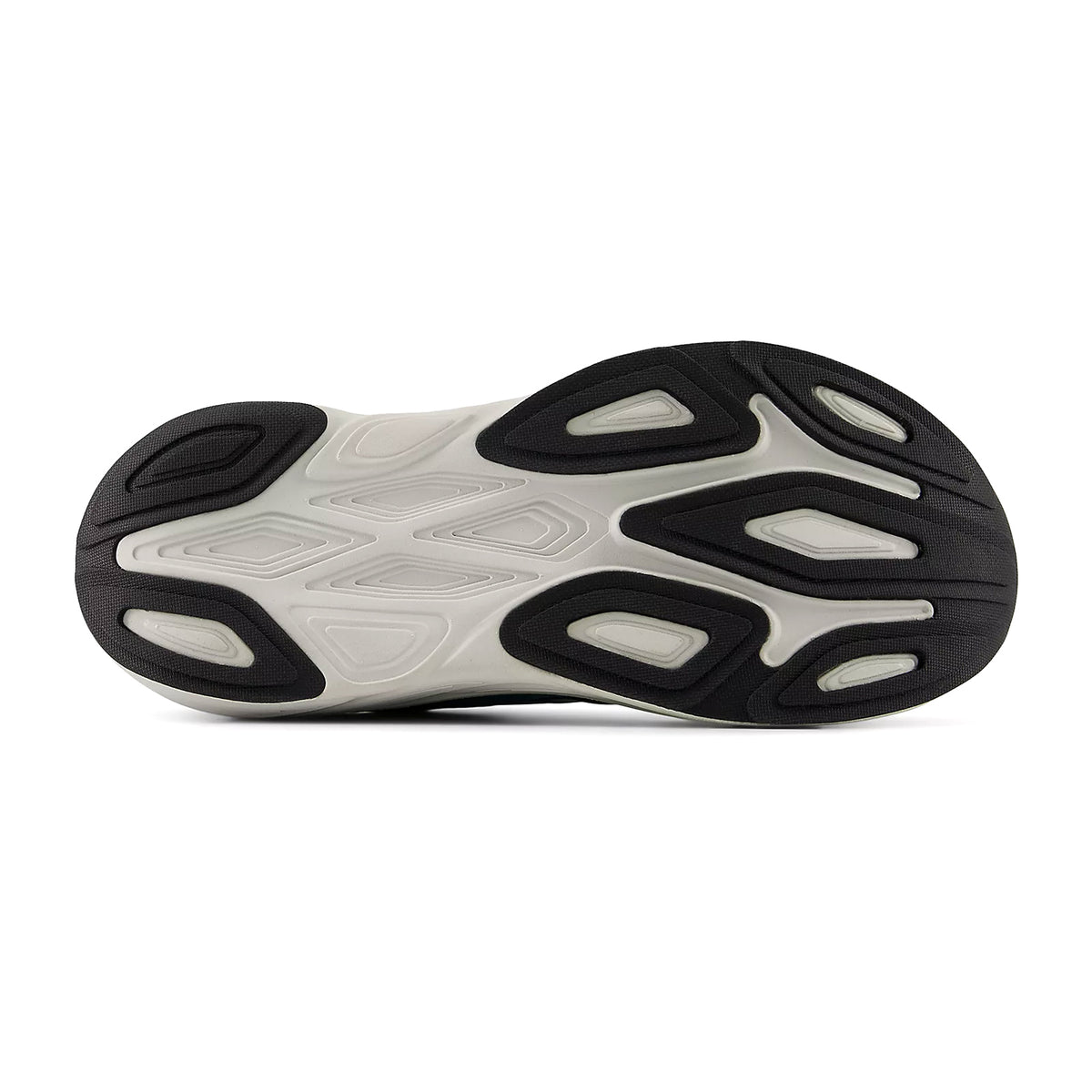 Men's Fresh Foam X More v6 Salt Water Afterglow Grey Matter sole view displaying strategic rubber outsole placement