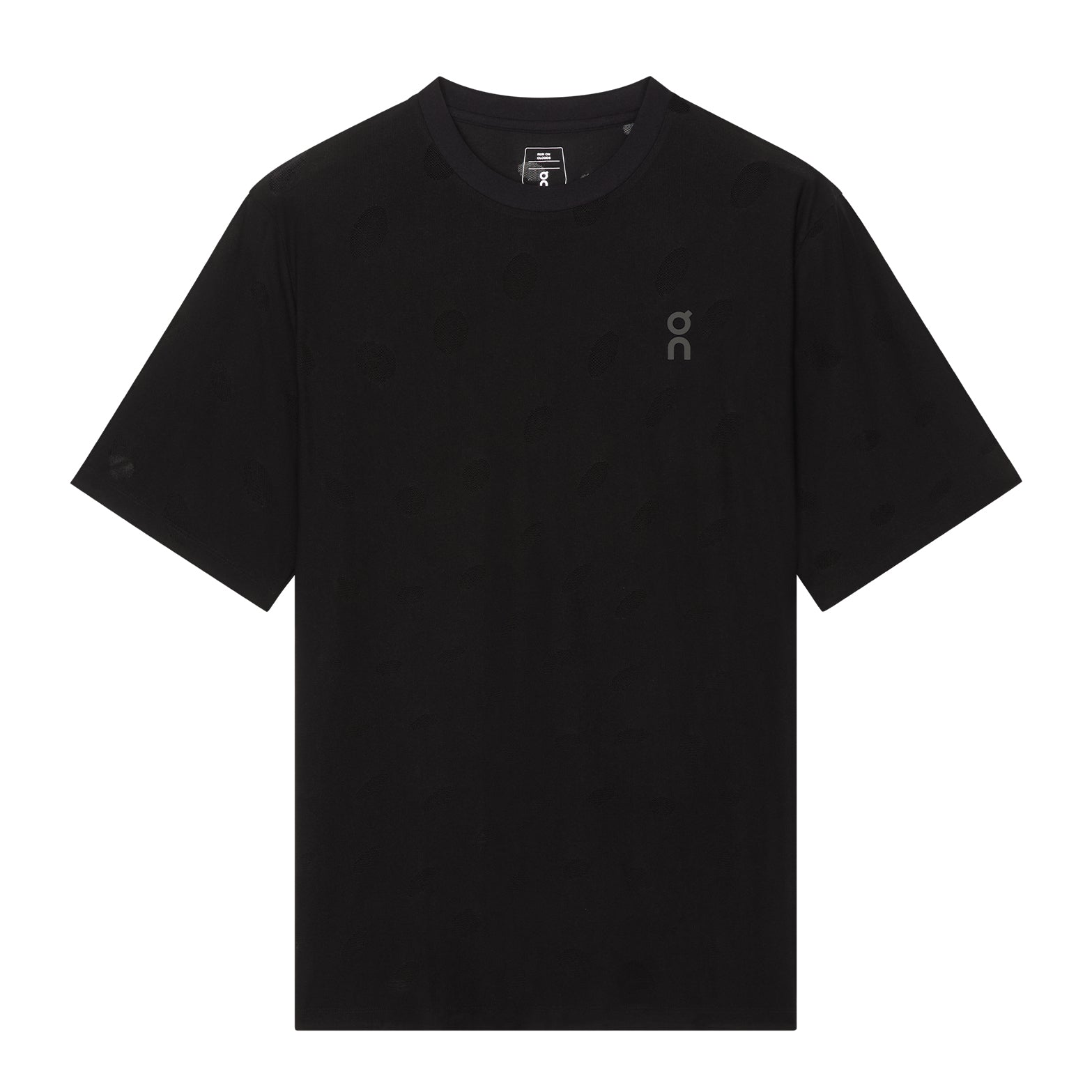 Men's On Zero-T Breathe Black front product view showing ultralight functional jacquard construction with On DryTec moisture-wicking fabric and minimalist design
