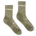 atisfy Merino Nylon Tube Socks Covert Green side view showing rib-knit structure with reinforced heel and toe for extended wear across high-mileage training
