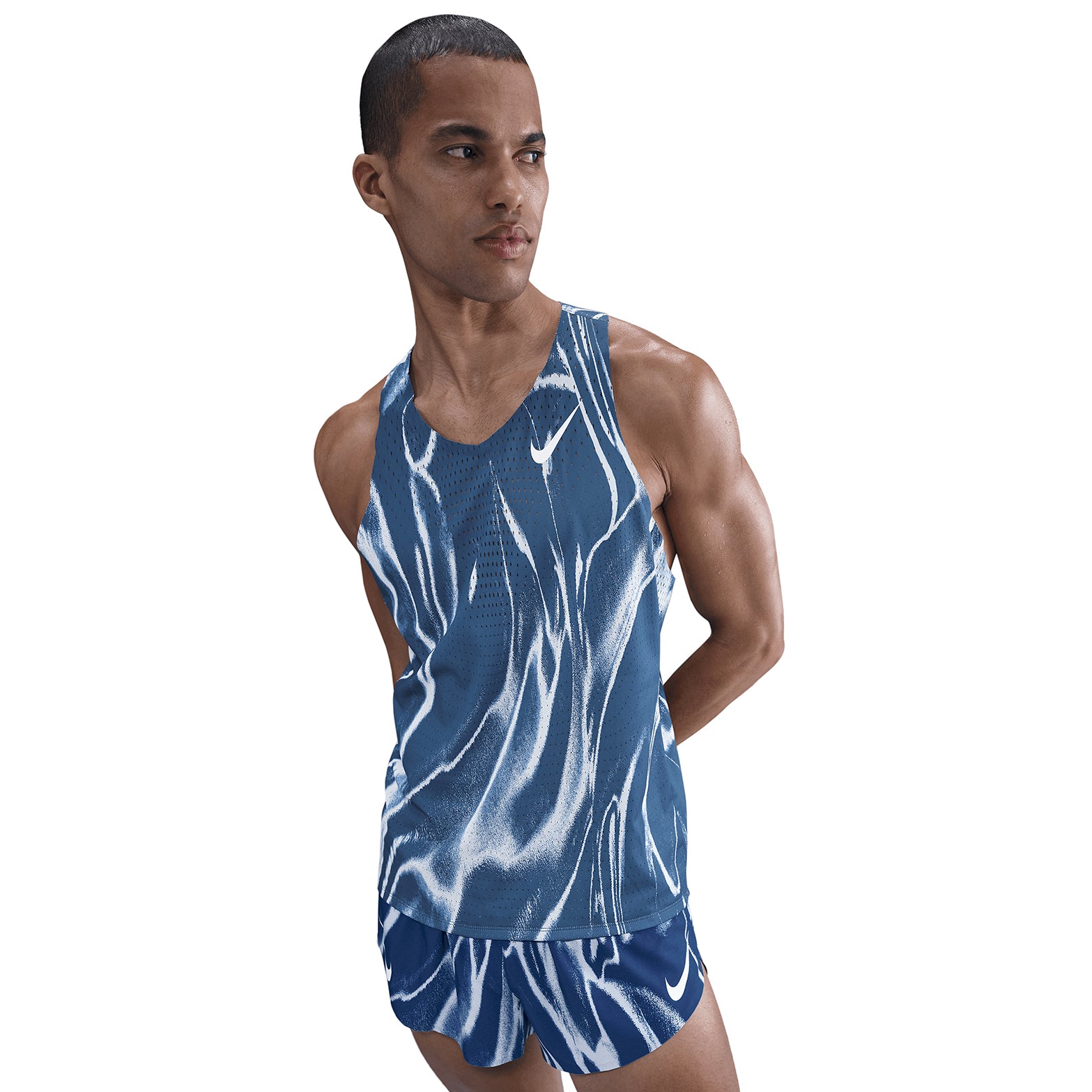 Men's Dri-FIT AeroSwift ADV Running Vest Coastal Blue / White - Achilles Heel