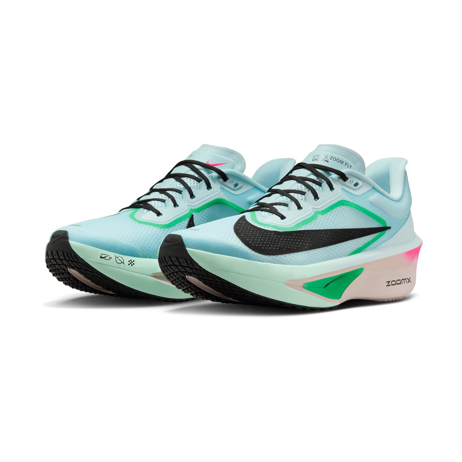 Men's Zoom Fly 6 Running Shoes Glacier Ice / Hyper Pink / Green Shock / Black - Achilles Heel