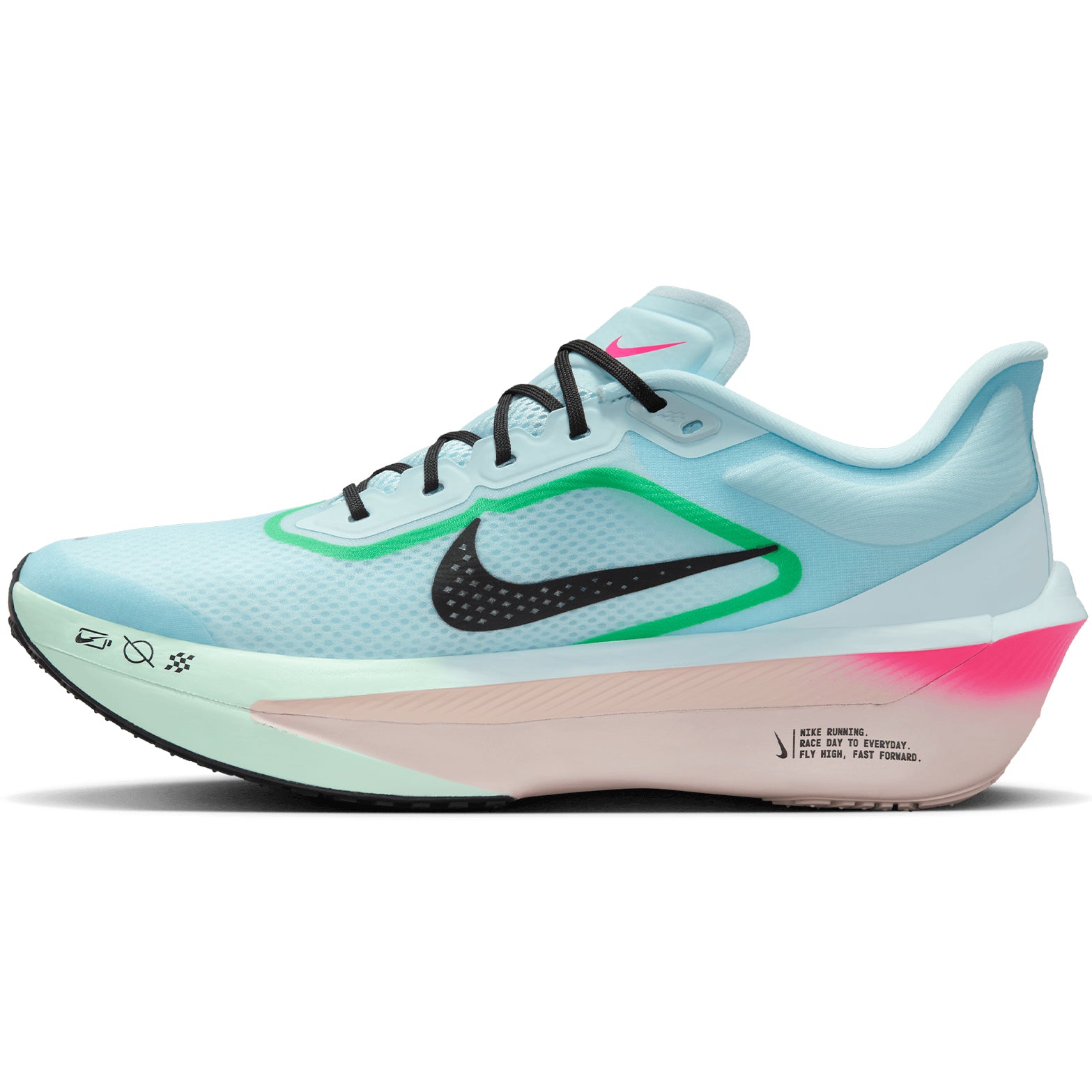 Men's Zoom Fly 6 Running Shoes Glacier Ice / Hyper Pink / Green Shock / Black - Achilles Heel