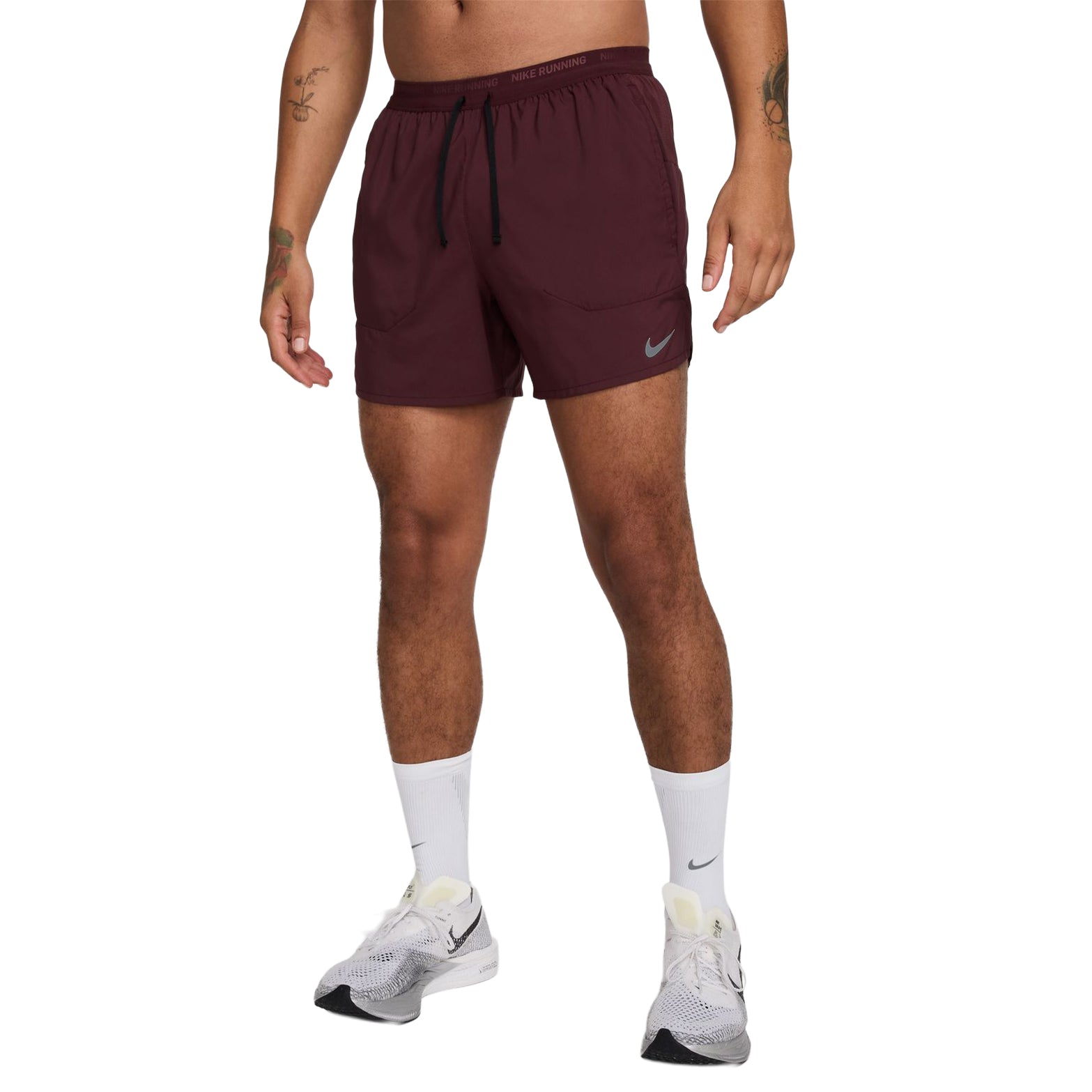 Men's Dri-FIT Stride 5 Inch Shorts Burgundy Crush / Black / Reflective Silver