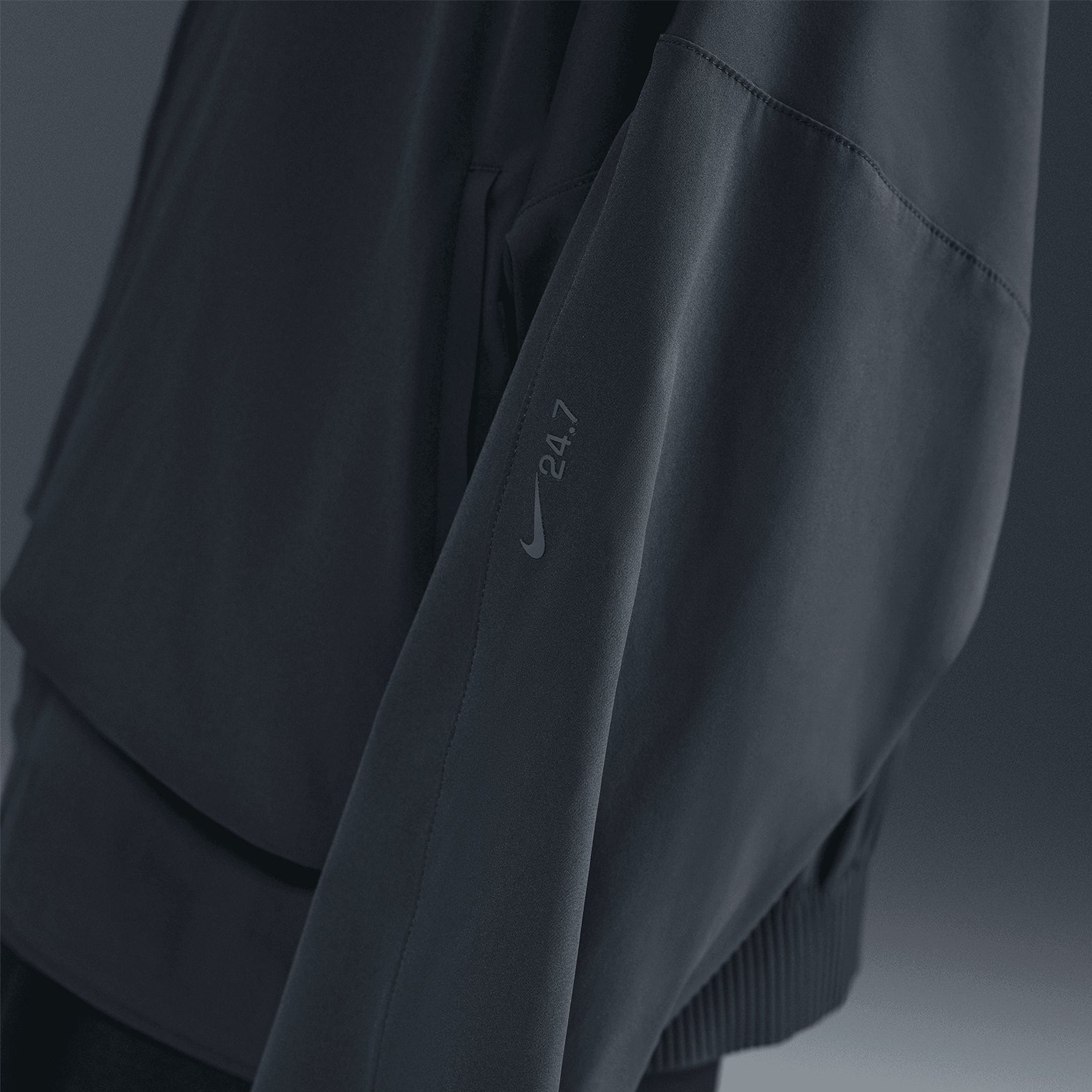 Women's 24.7 PerfectStretch Dri-FIT Oversized Full-Zip Jacket Black / Dark Smoke Grey - Achilles Heel