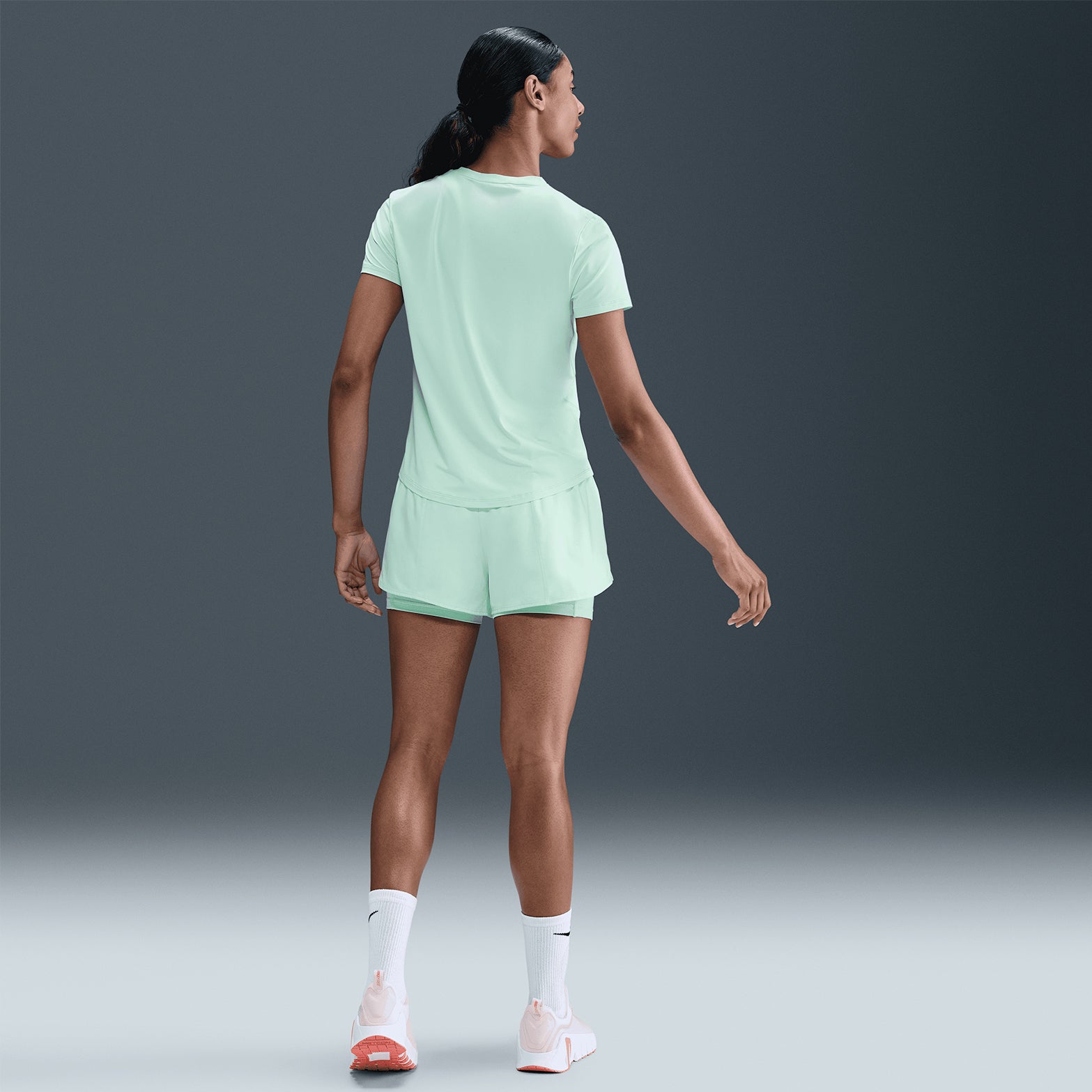 Women's Dri-FIT Mid Rise 3 Inch 2 in 1 Shorts Mint Foam / Reflective Silver - Achilles Heel