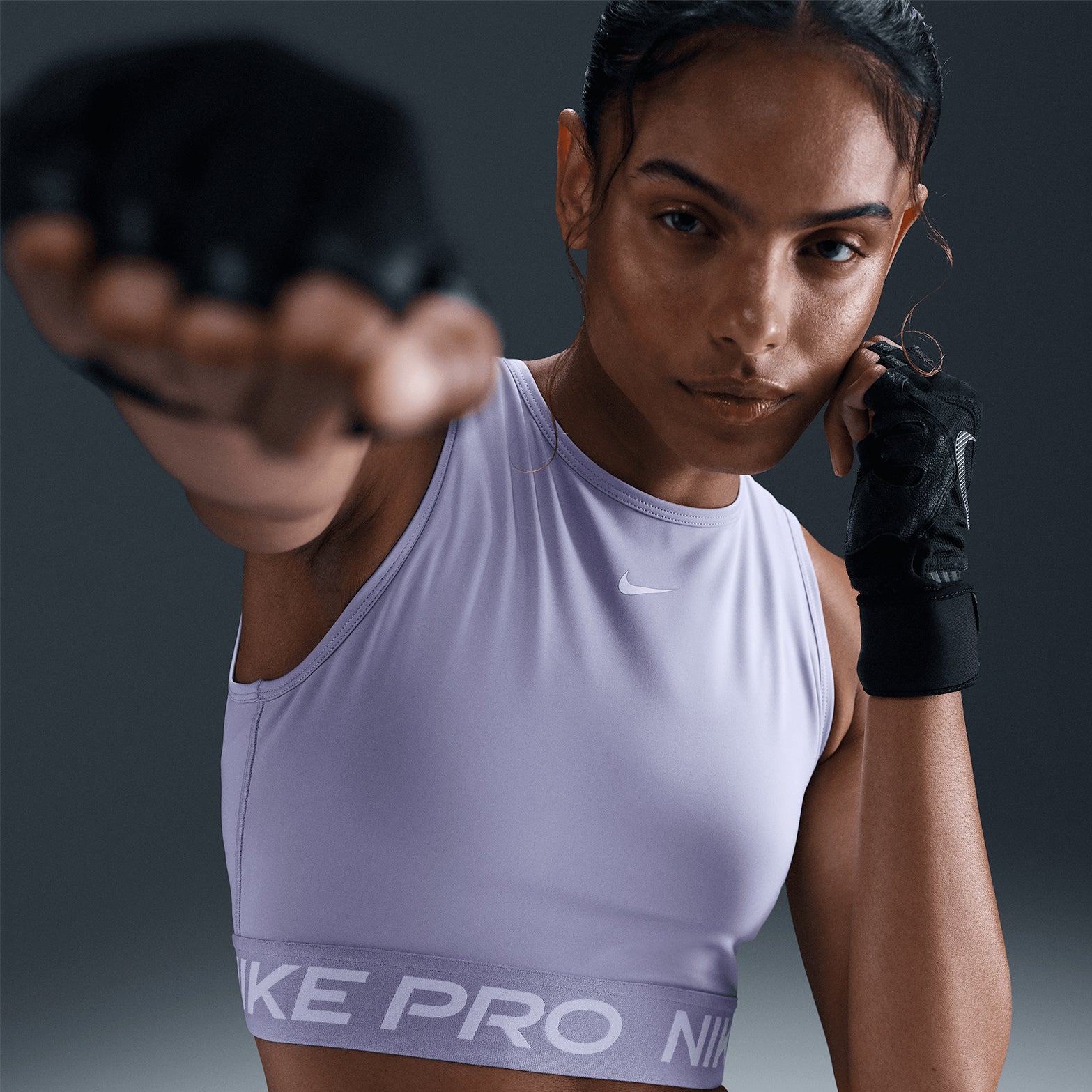 Women's Pro Dri-FIT Cropped Tank Lilac Ice / White - Achilles Heel