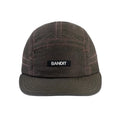 Bandit Nylon HumoFit Lunar Wash Run Hat Espresso front view showing silky nylon construction with printed Bandit logo and branded taping detai