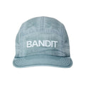 Bandit Nylon HumoFit Run Hat in Tranquil Blue — front product shot showing silky nylon construction, printed logo and tranquil blue colourway