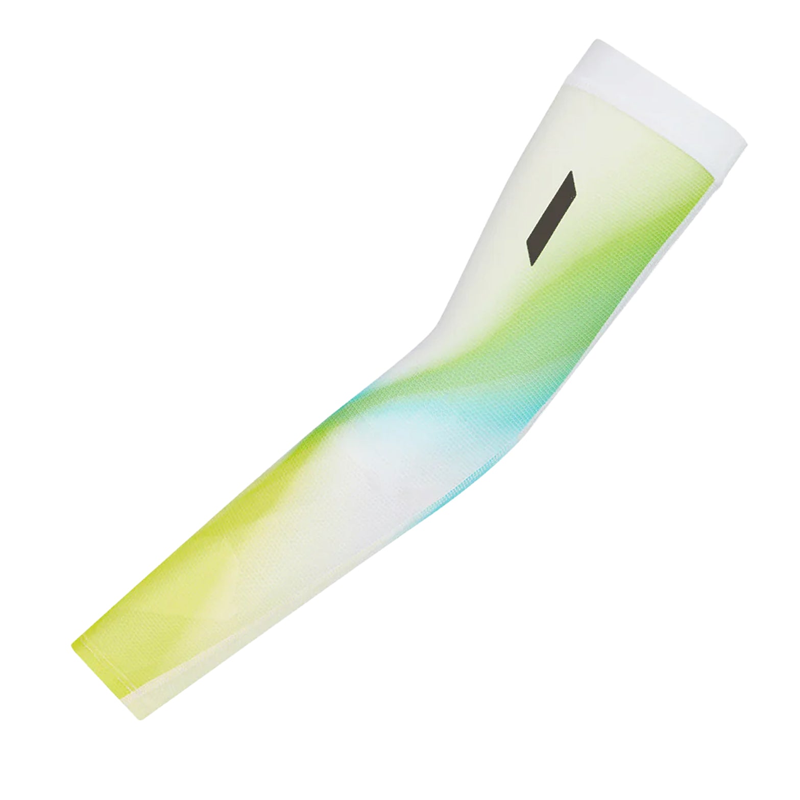 Soar Race Sleeves in Yellow Fade — side view showing close-fitting stretch-woven profile, streamlined construction and black fade colourway detail
