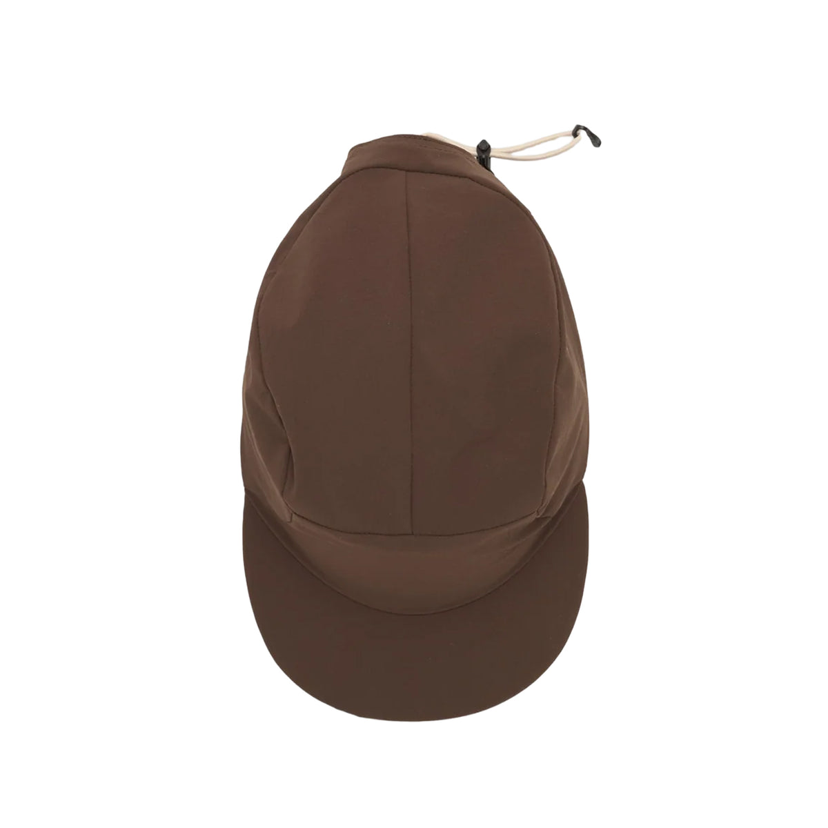 A black lightweight soft shell cap by Portal, the Radius Cap Slate Black features a rounded crown, flat brim, and an adjustable cord at the back, photographed against a white background.