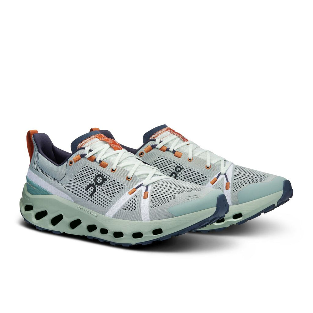 On Men's Cloudsurfer Trail Running Shoes Aloe / Mineral - achilles heel