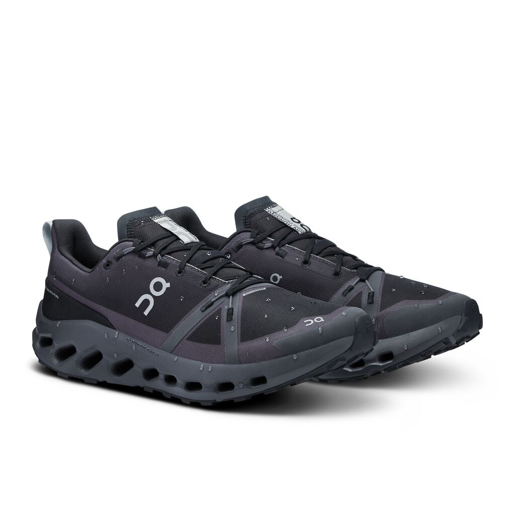 On Men's Cloudsurfer Trail Waterproof Running Shoes Black / Eclipse - Achilles Heel