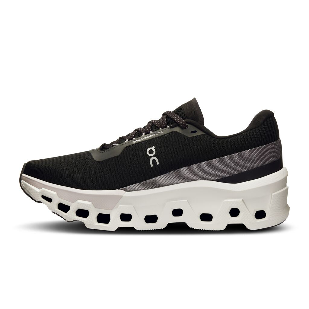 On Women's Cloudmonster 2 Running Shoes Black / Frost - Achilles Heel