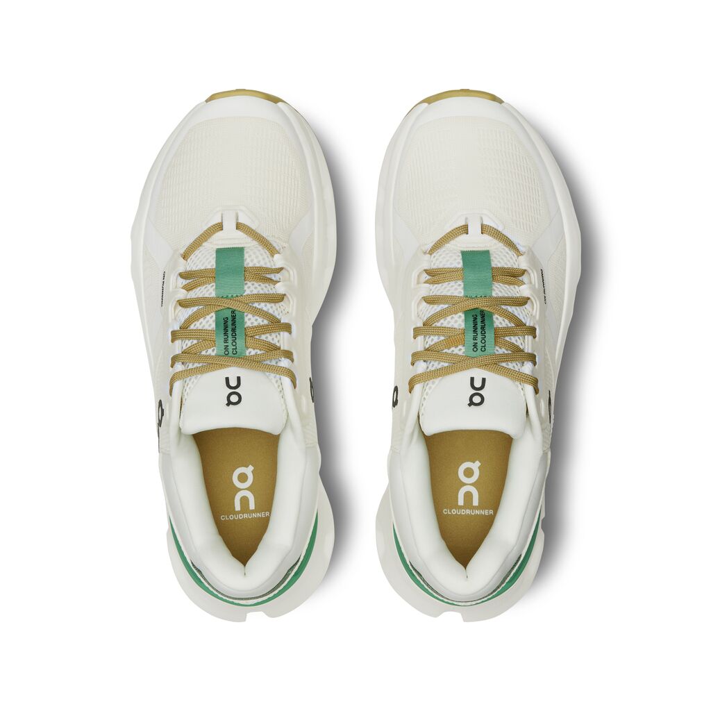 On Women's Cloudrunner 2 Running Shoes White / Green - Achilles Heel