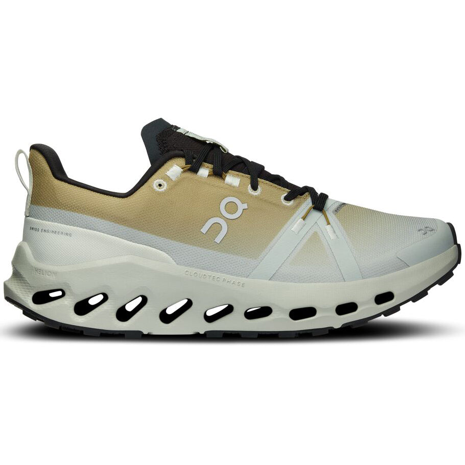 On Women's Cloudsurfer Trail Waterproof Running Shoes Safari / Mineral - achilles heel