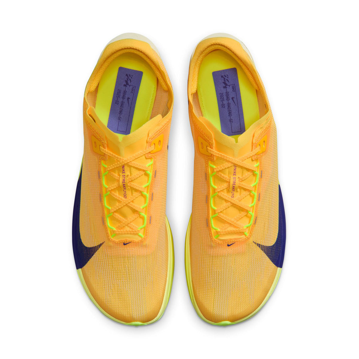 Streakfly 2 Running Shoes Citron Pulse Volt Ice Hyper Violet Indigo Burst pair top view showing breathable engineered mesh upper