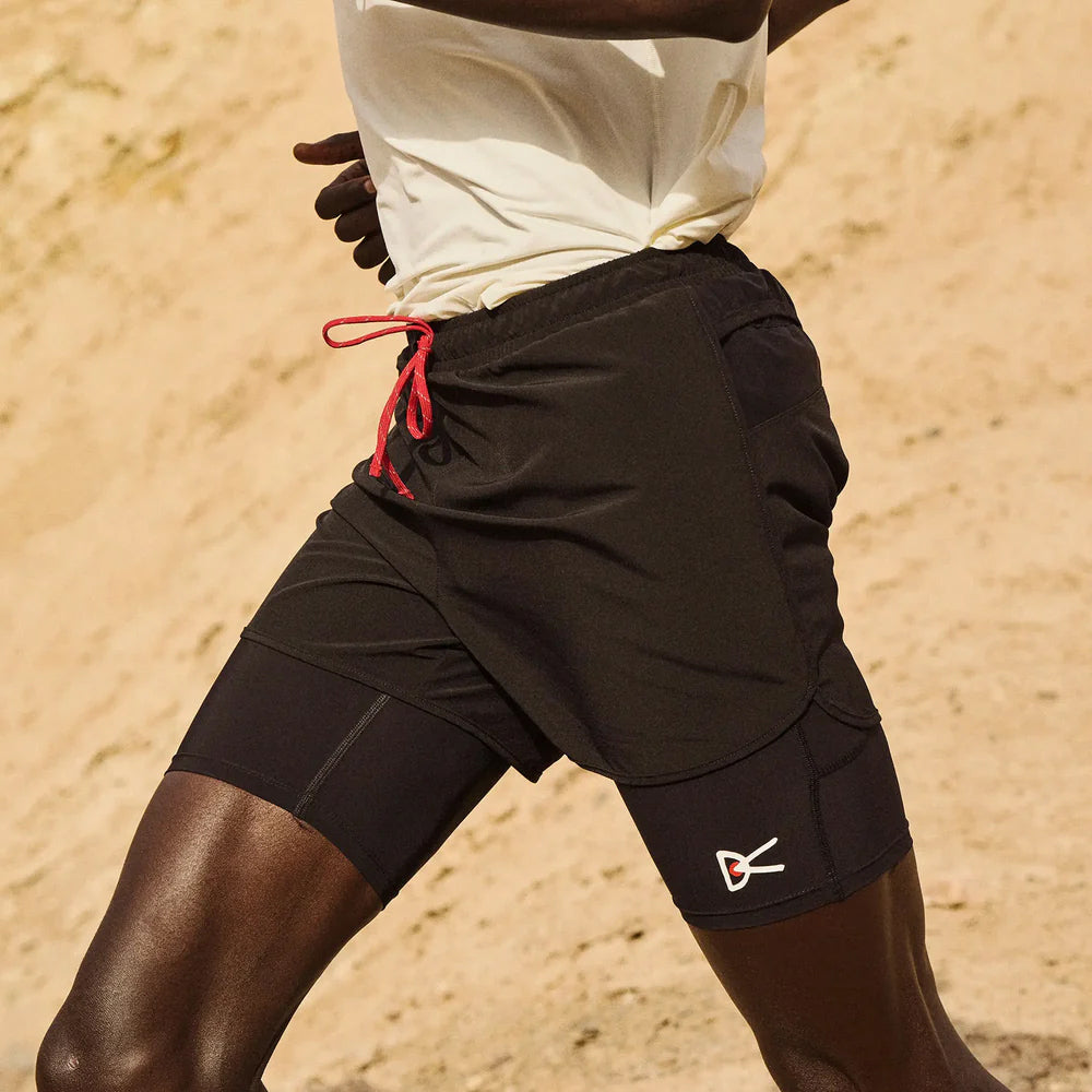 Men's Layered Pocketed Trail Shorts Black - Achilles Heel