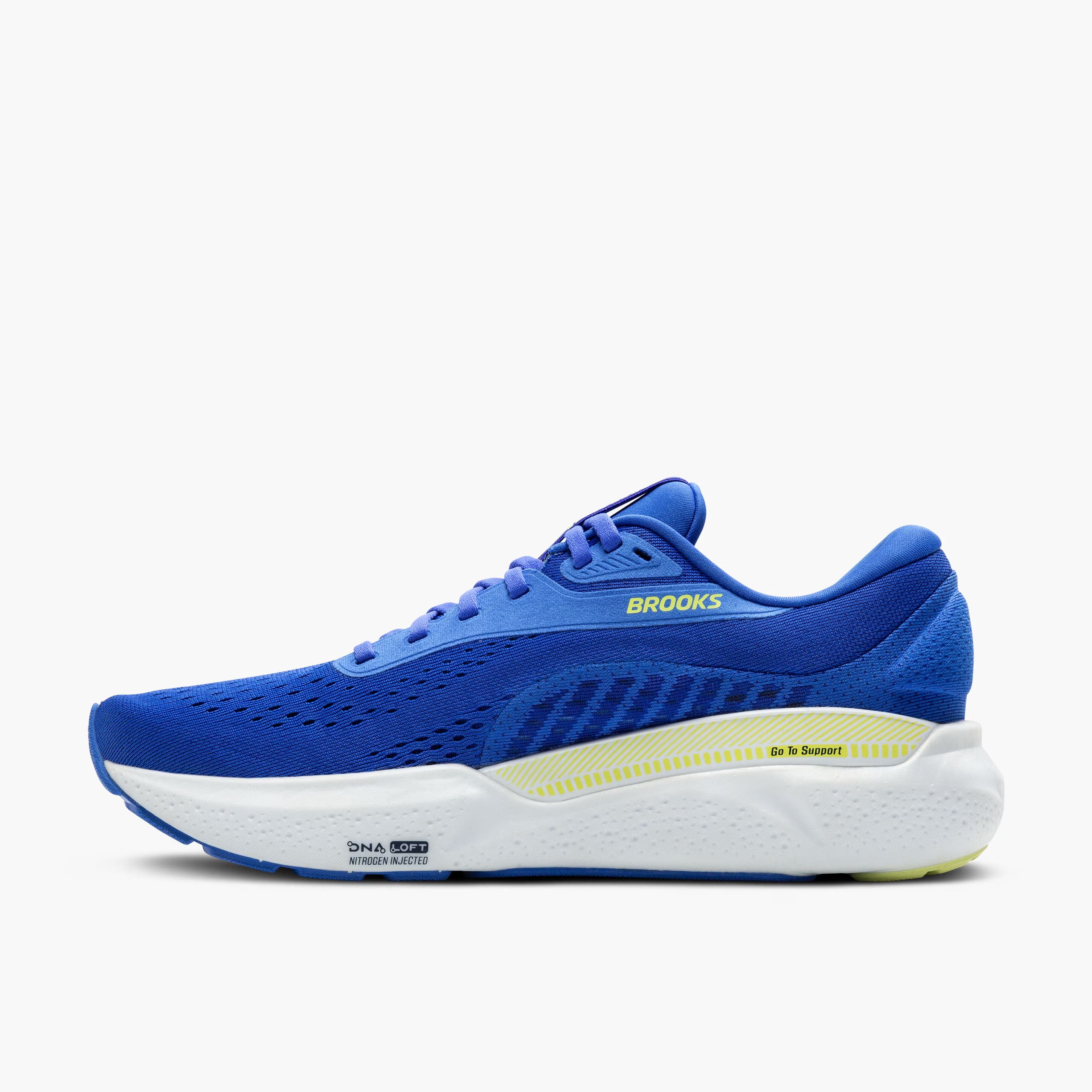 Brooks Men's Adrenaline GTS 24 Wide Fit Running Shoes Cobalt / Neo Yellow / Peacoat - Achilles Heel