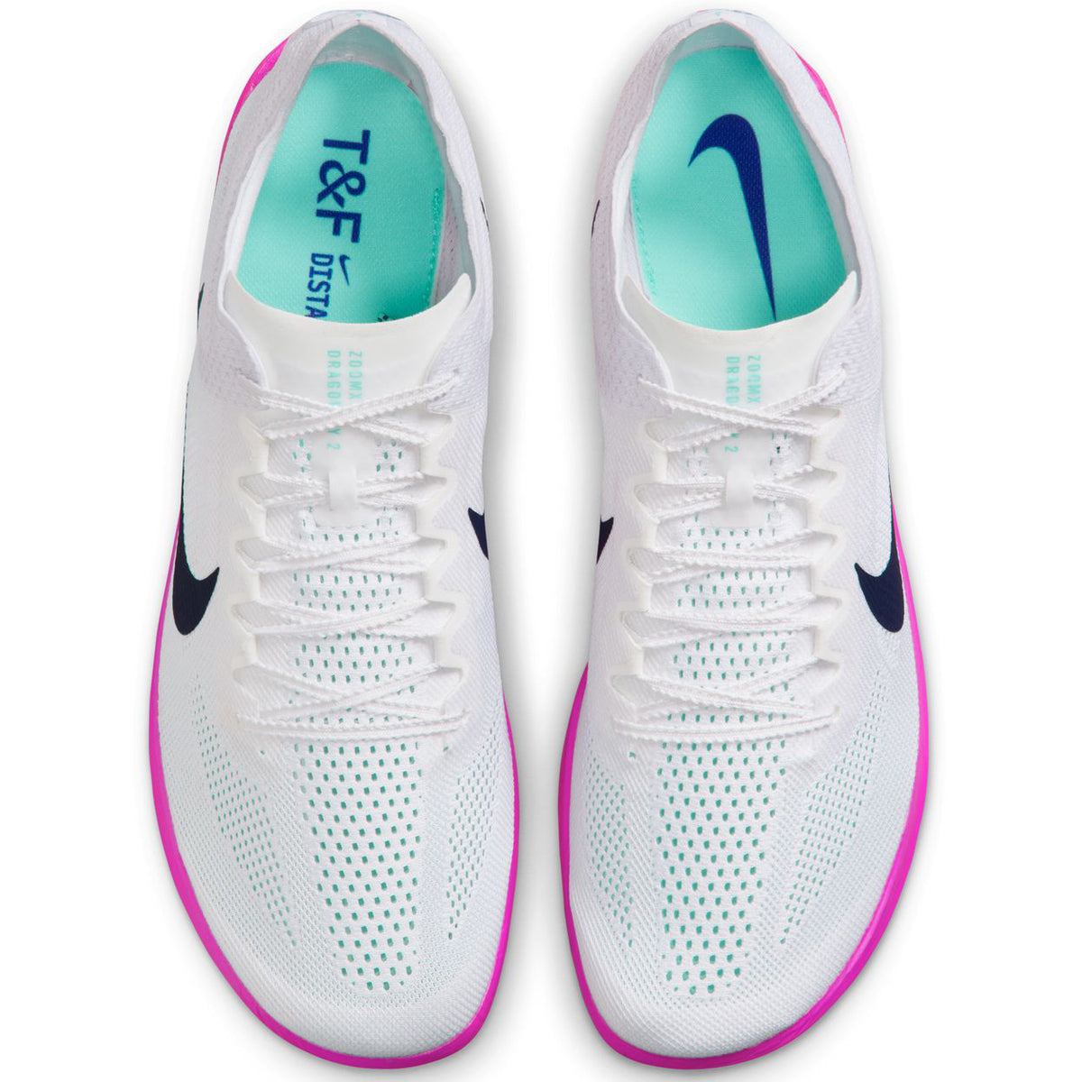 Dragonfly 2 Running Spikes White / Hyper Turquoise / Fire Pink / Obsidian - Achilles Heel
