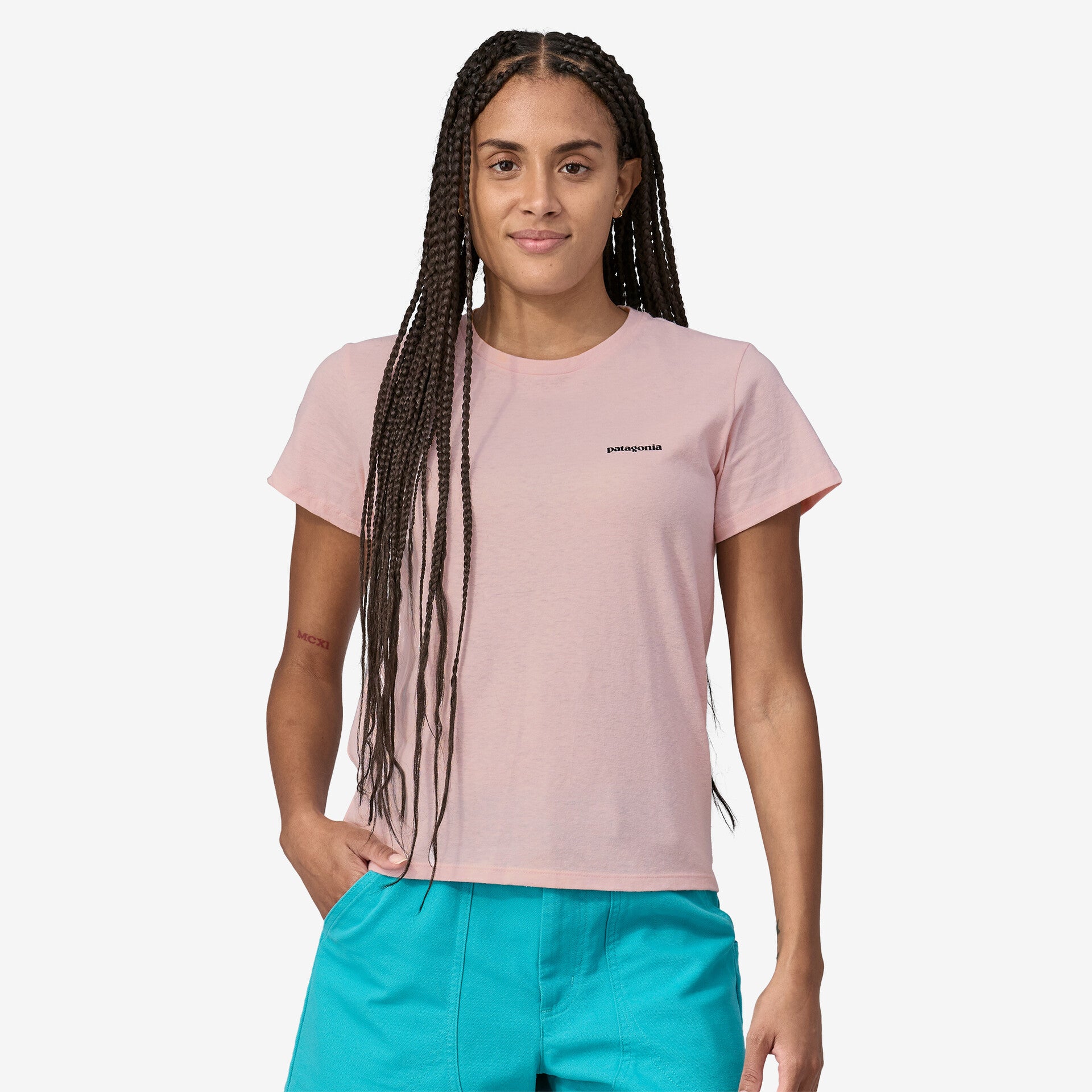 Patagonia Women's P-6 Logo Responsibili-Tee P-6 Outline / Whisker Pink - Achilles Heel