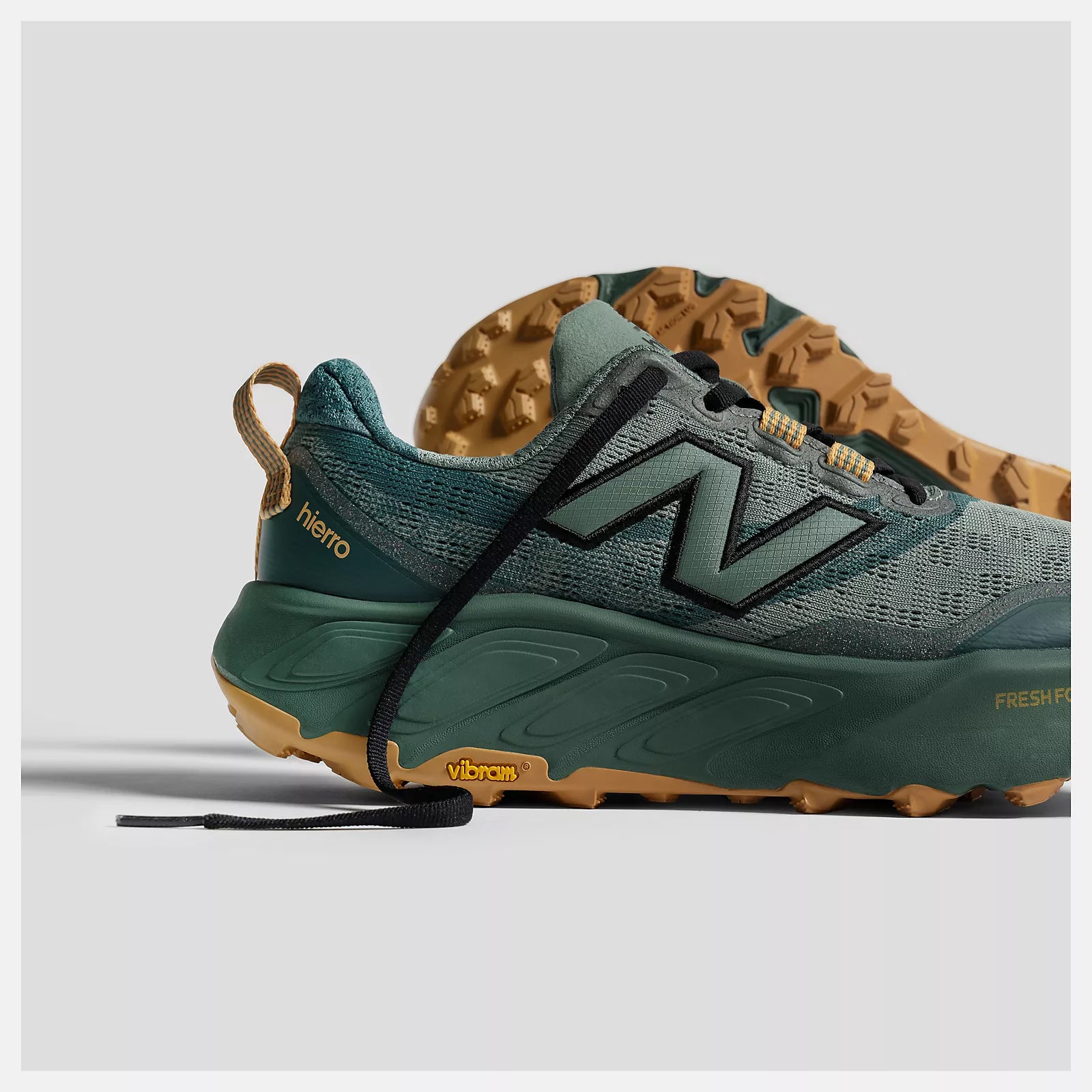 New Balance Men's Fresh Foam X Hierro v9 Trail Running Shoes Dark Juniper / Black / Dried Apricot - Achilles Heel