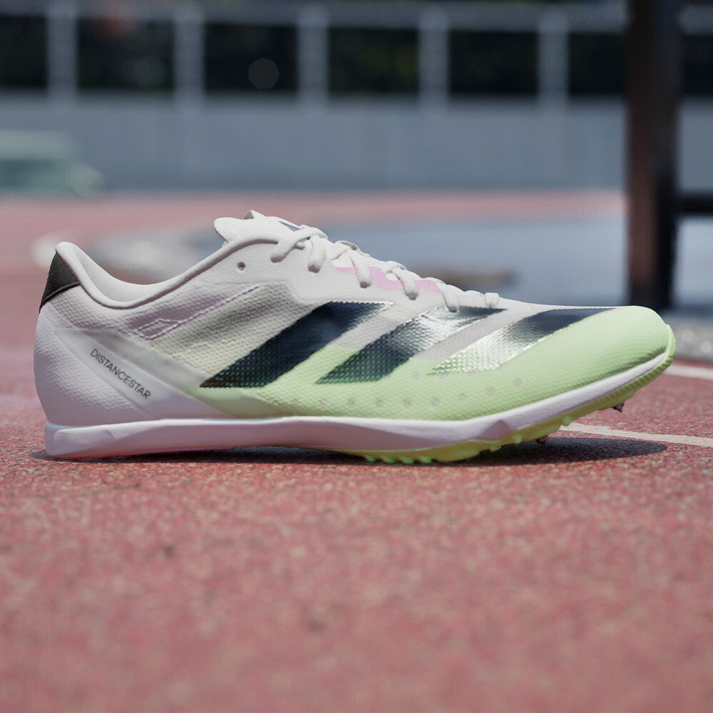 adidas Distancestar Running Spikes Cloud White / Core Black / Green Spark - Achilles Heel