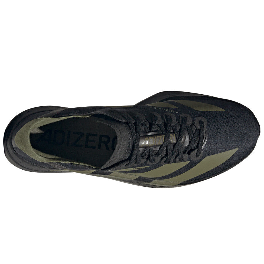 Mens's Adizero Adios Pro 4 Running Shoes Core Black / Focus Olive / Charcoal - Achilles Heel