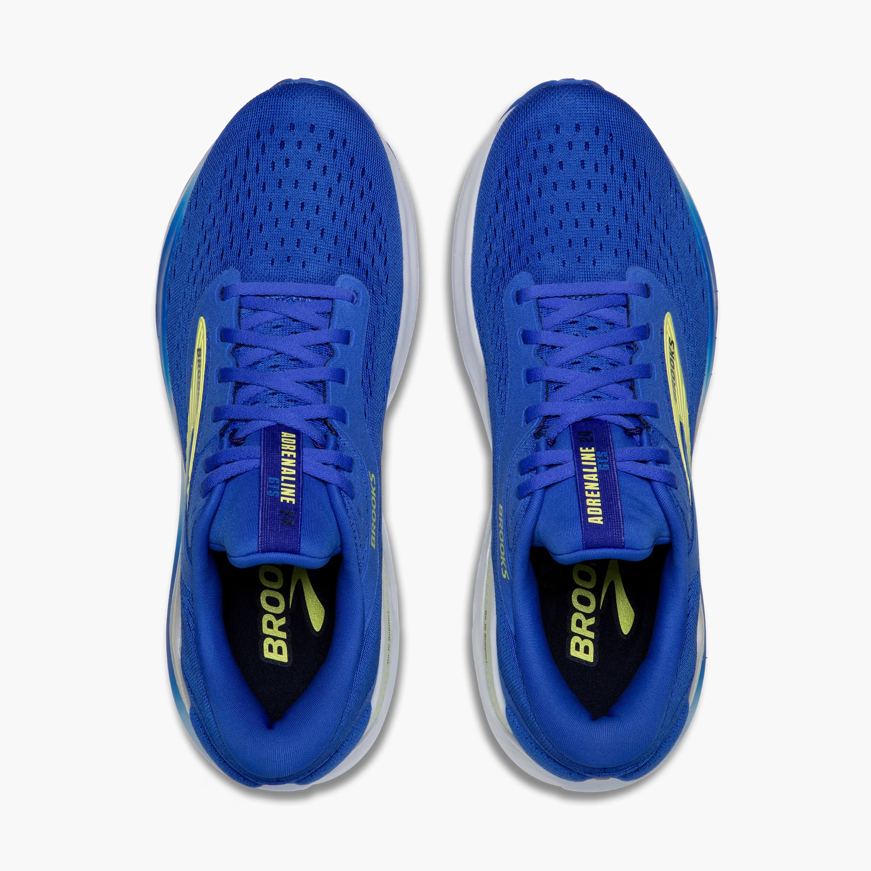 Brooks Men's Adrenaline GTS 24 Wide Fit Running Shoes Cobalt / Neo Yellow / Peacoat - Achilles Heel