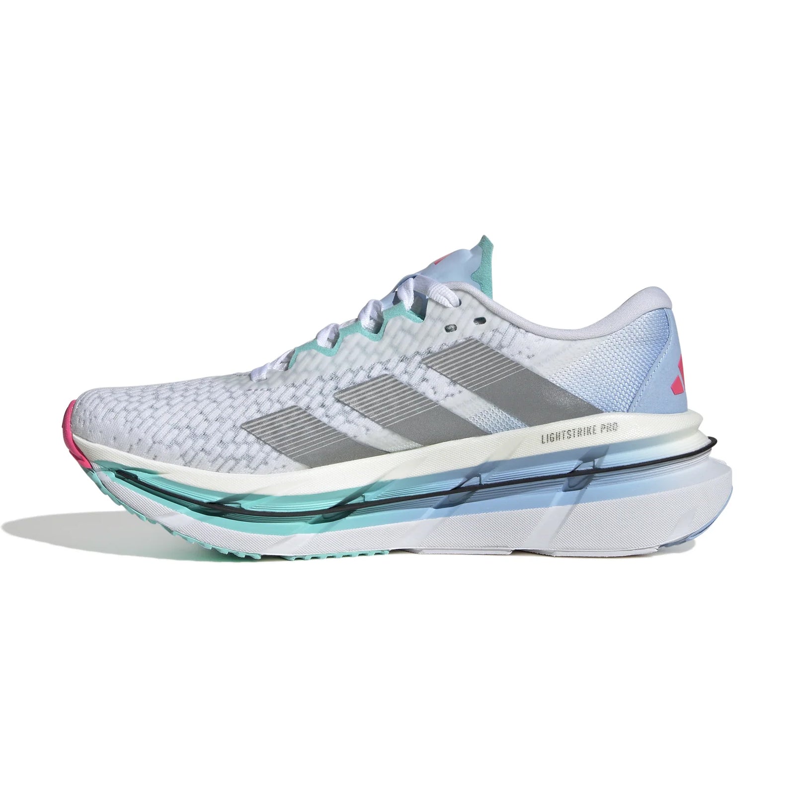adidas Women's Adistar BYD Running Shoes Cloud White / Silver Metallic / Flash Aqua - Achilles Heel