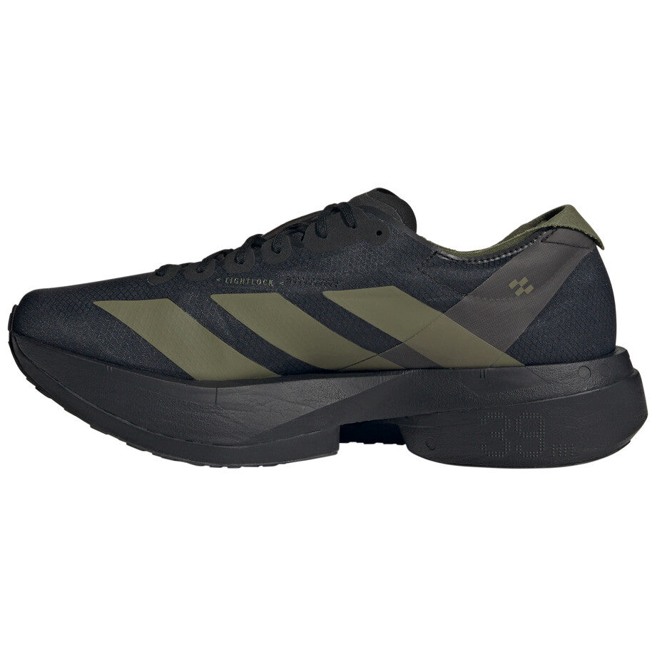 Mens's Adizero Adios Pro 4 Running Shoes Core Black / Focus Olive / Charcoal - Achilles Heel