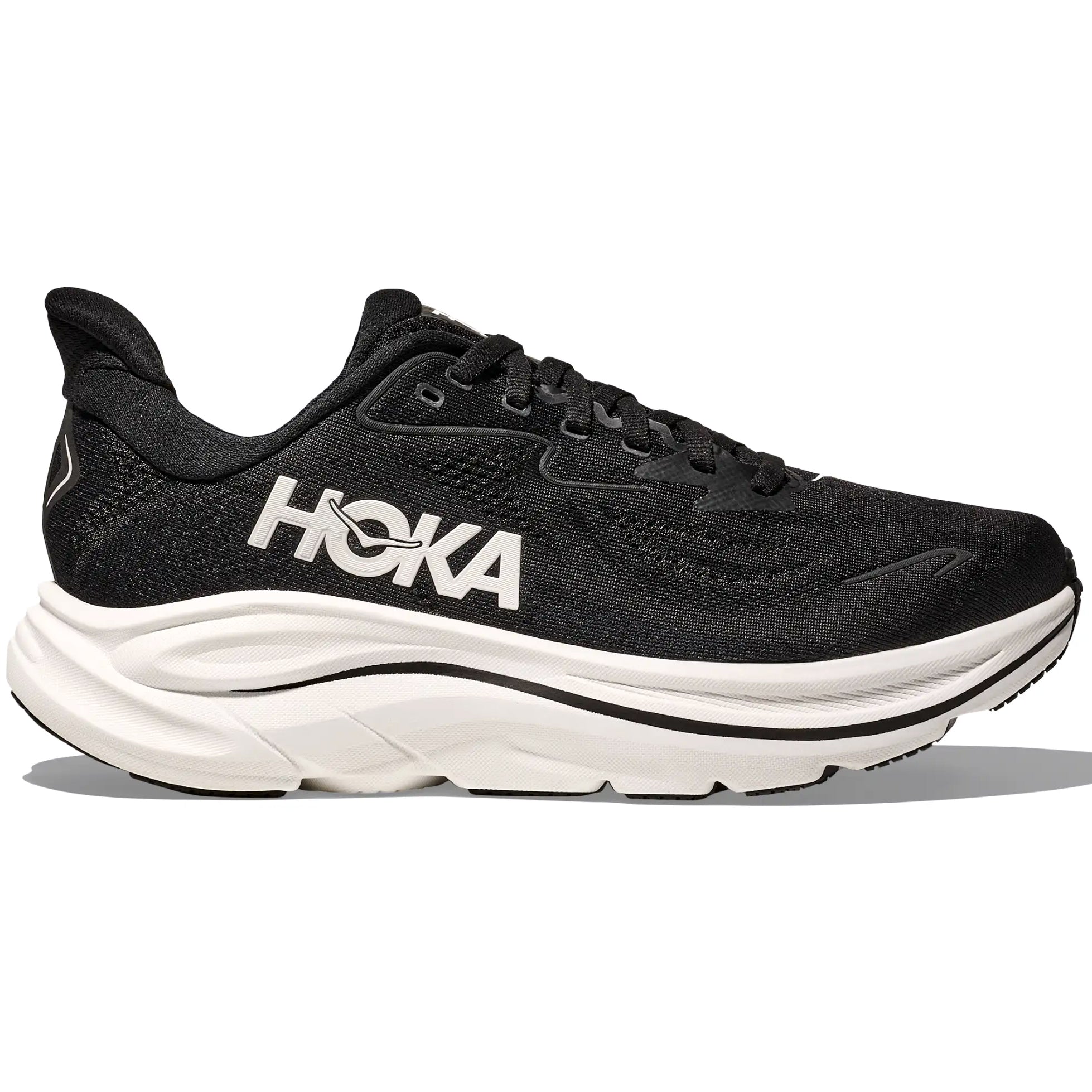 Women's Clifton 10 Wide Fit Running Shoes Black / White - Achilles Heel