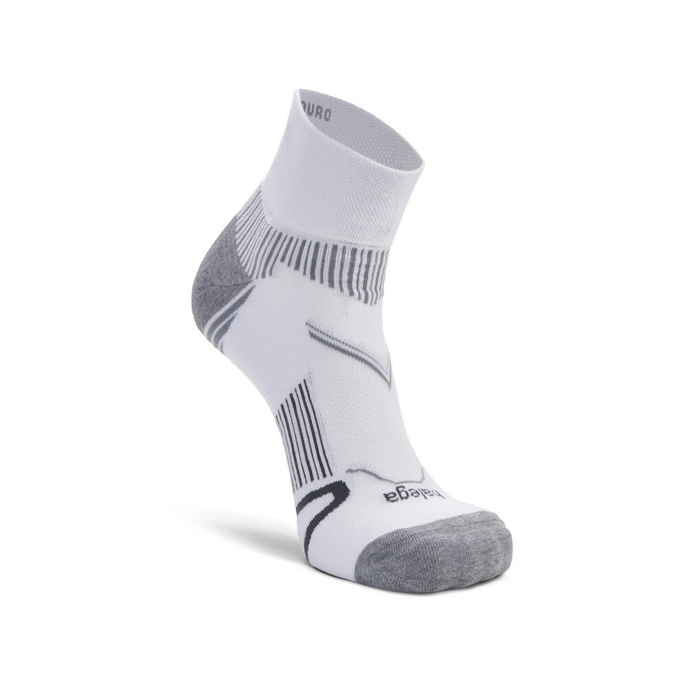 Enduro Quarter Running Socks White / Grey - Achilles Heel