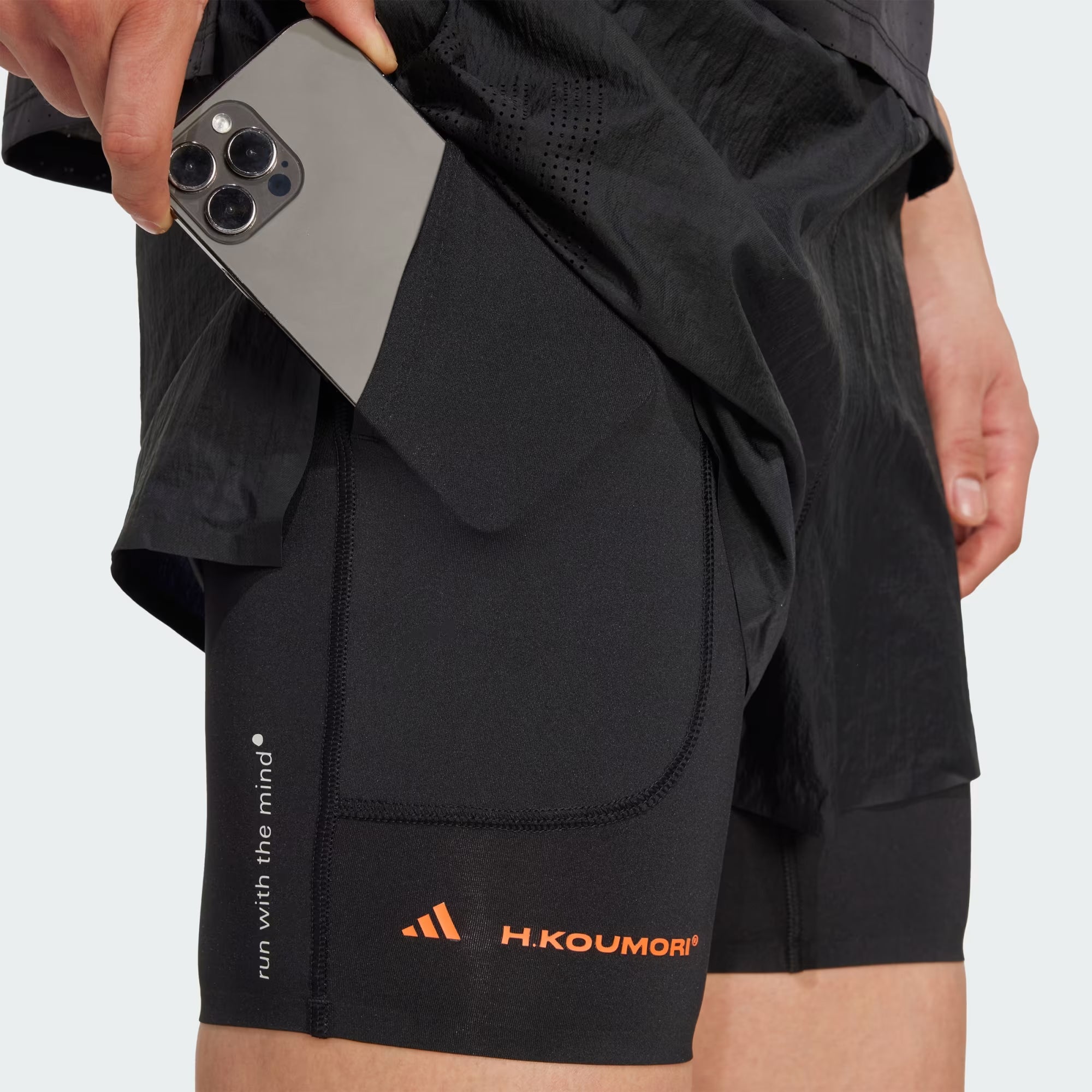 Men's Adi365 H.Koumori Running 2 in 1 Shorts Black - Achilles Heel