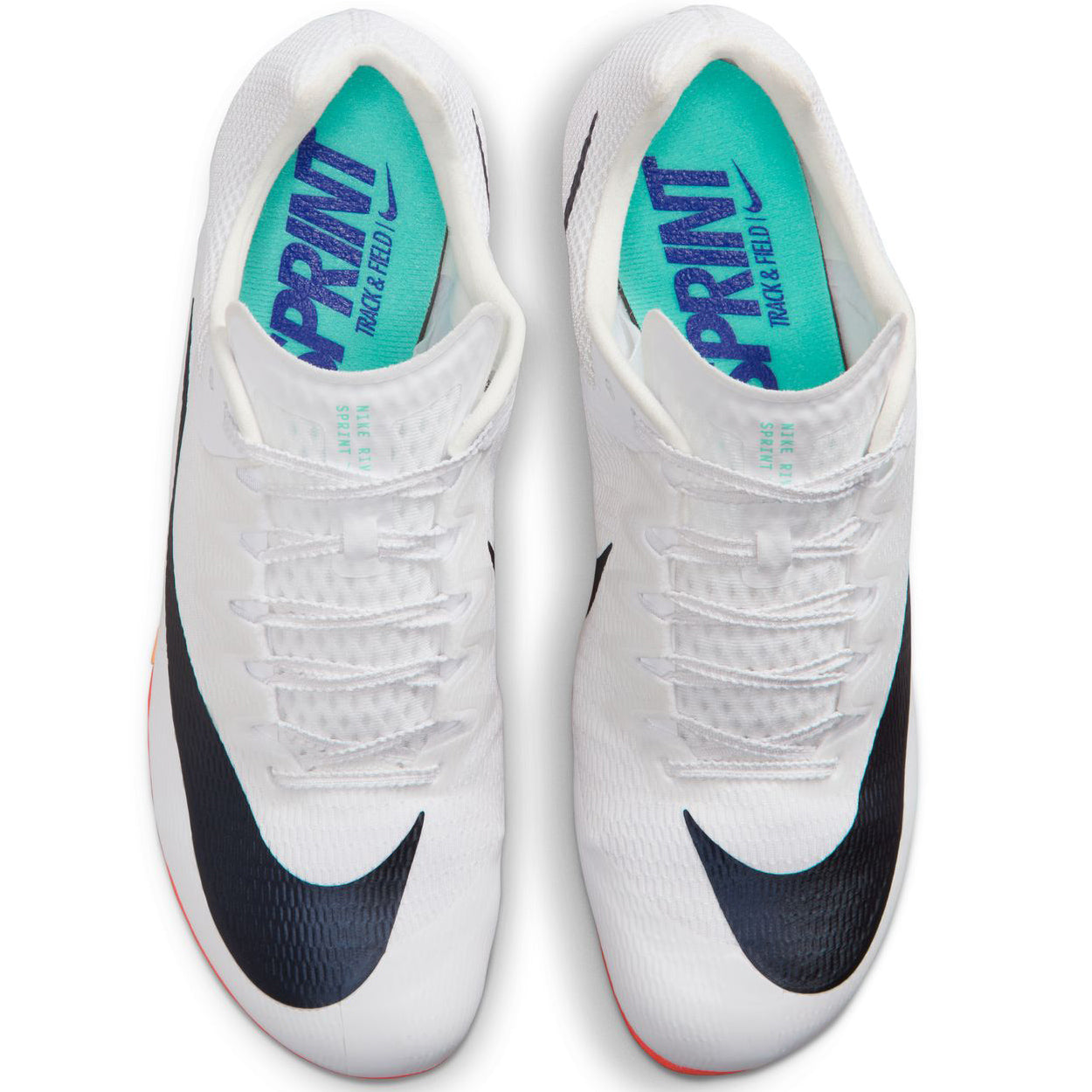 Zoom Rival Sprint Running Spikes White / Obsidian / Bright Crimson / Hyper Turquoise - Achilles Heel