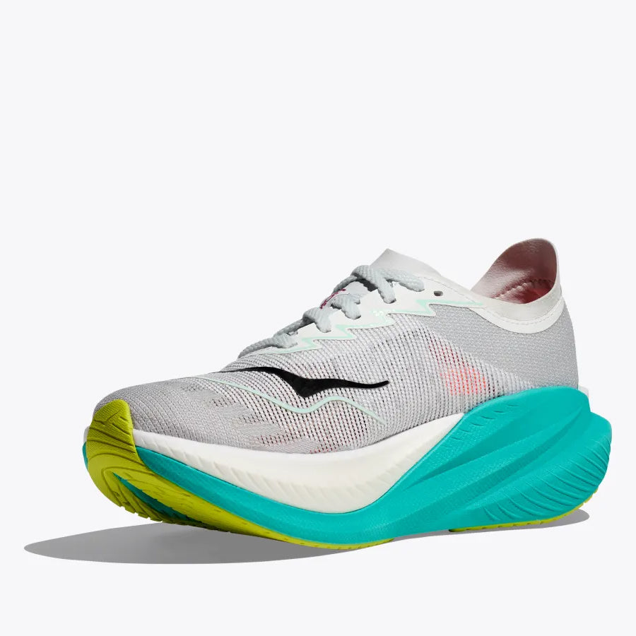Hoka Women's Mach X 2 Running Shoes Frost / Electric Aqua - Achilles Heel