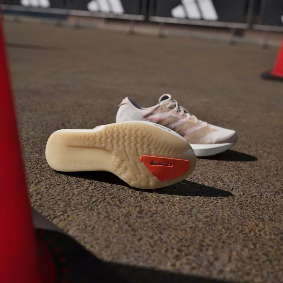 Women's Adizero Adios 9 Running Shoes Chalk White / Warm Sandstone / Impact Orange - Achilles Heel