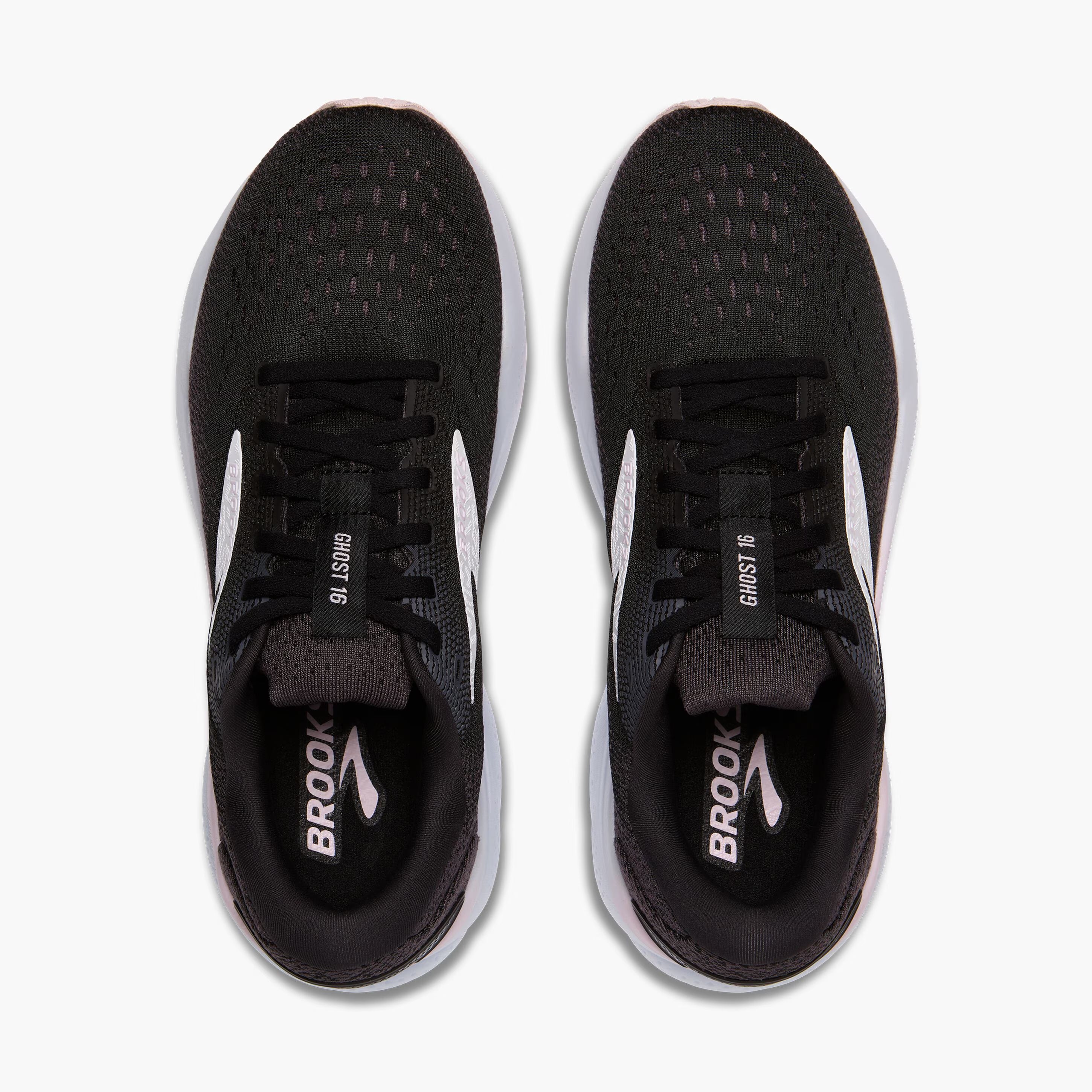Brooks Women's Ghost 16 Running Shoes Black / White / Orchid Ice - Achilles Heel