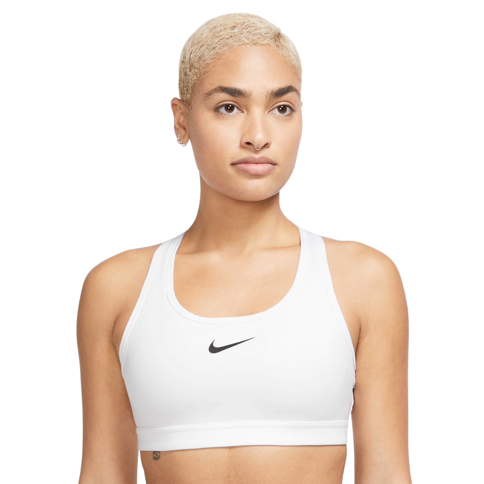 Nike Women's Swoosh Medium Support Bra White / Stone Mauve / Black - Achilles Heel