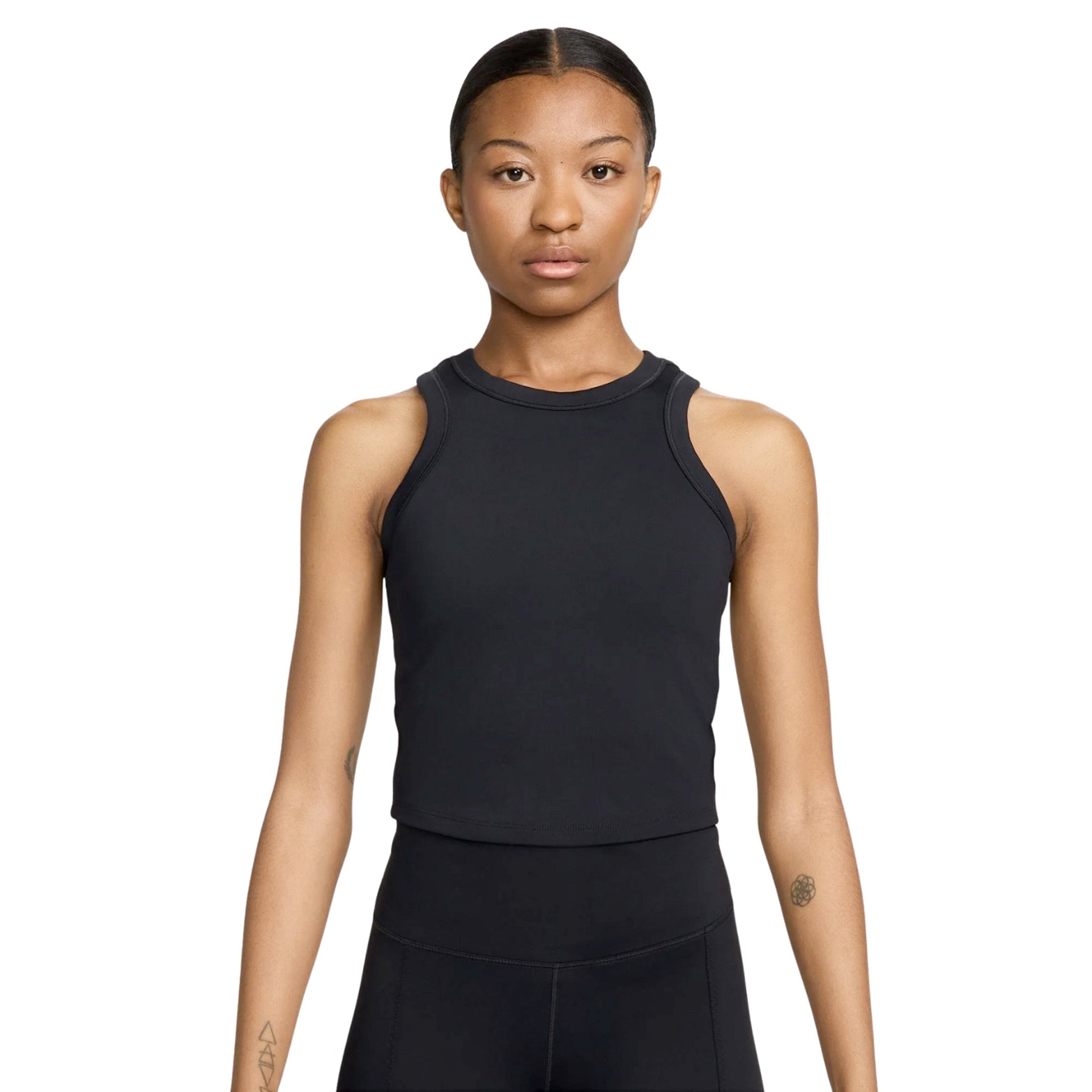 Nike Women's Dri-FIT One Fitted Cropped Tank Black / Black - Achilles Heel