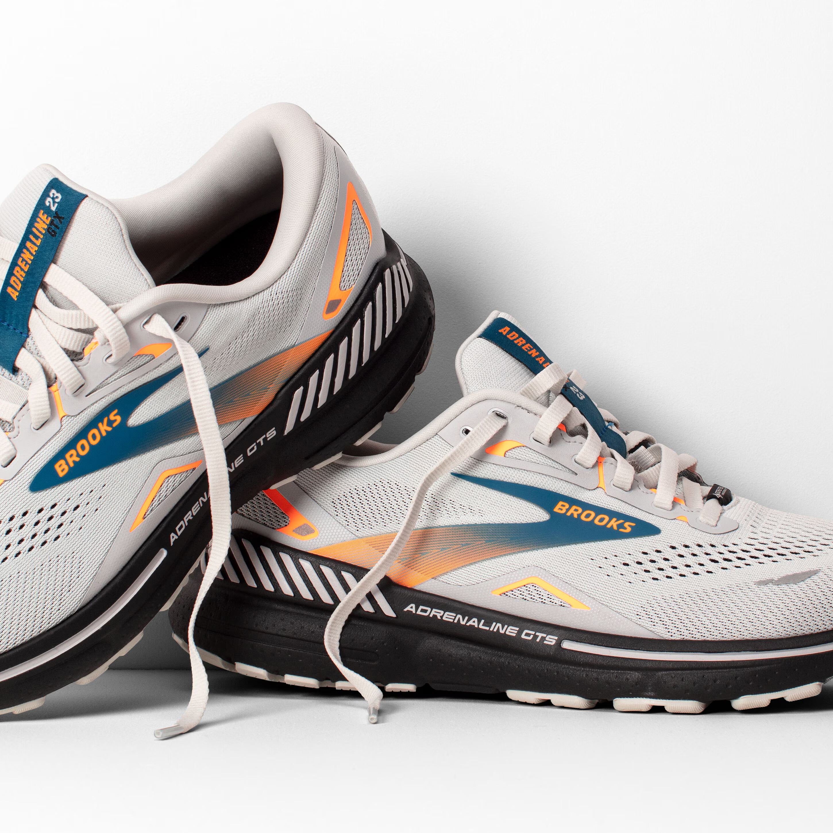 Brooks Men's Adrenaline GTS 23 GORE-TEX Running Shoes Oyster Mushroom / Orange / Blue - Achilles Heel