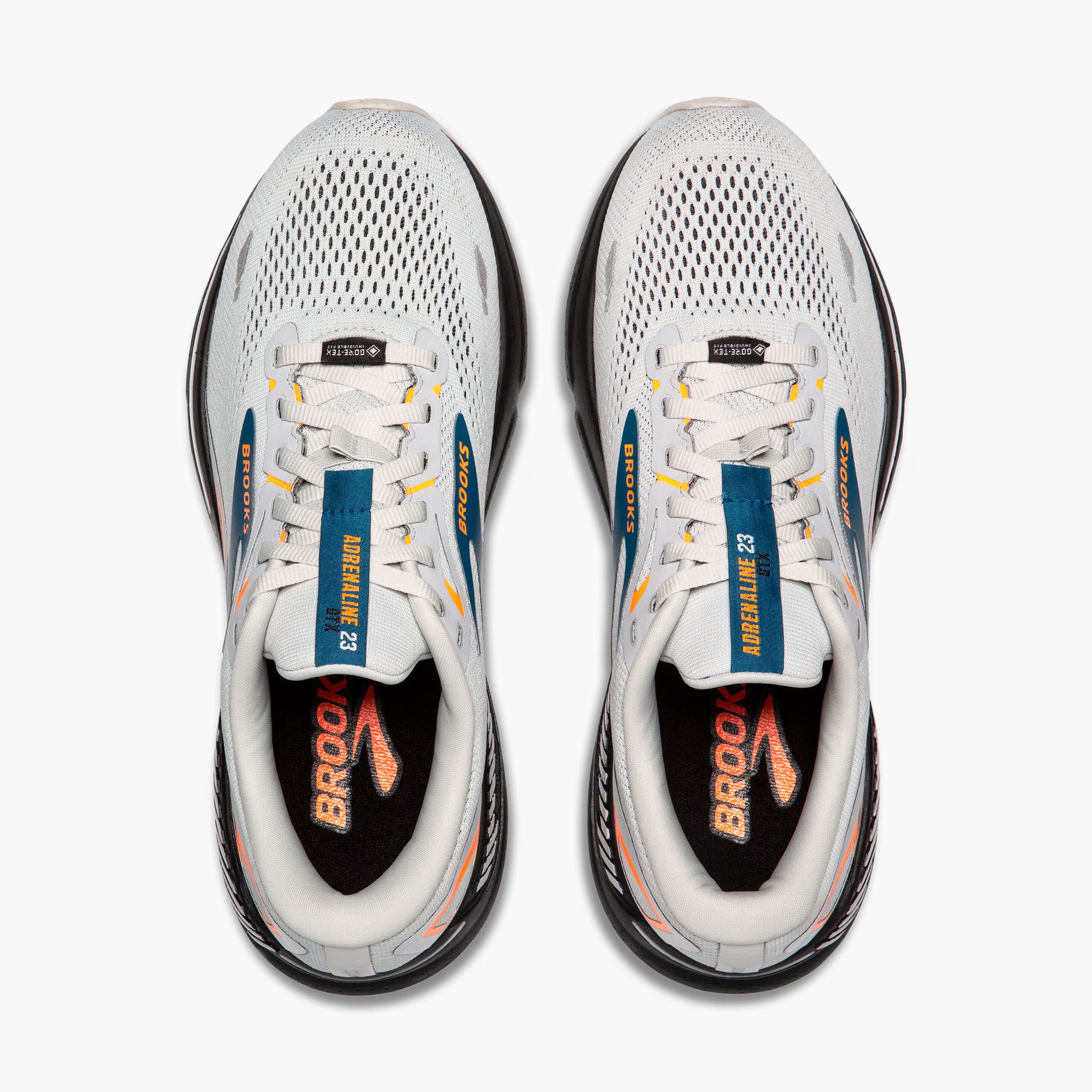 Brooks Men's Adrenaline GTS 23 GORE-TEX Running Shoes Oyster Mushroom / Orange / Blue - Achilles Heel