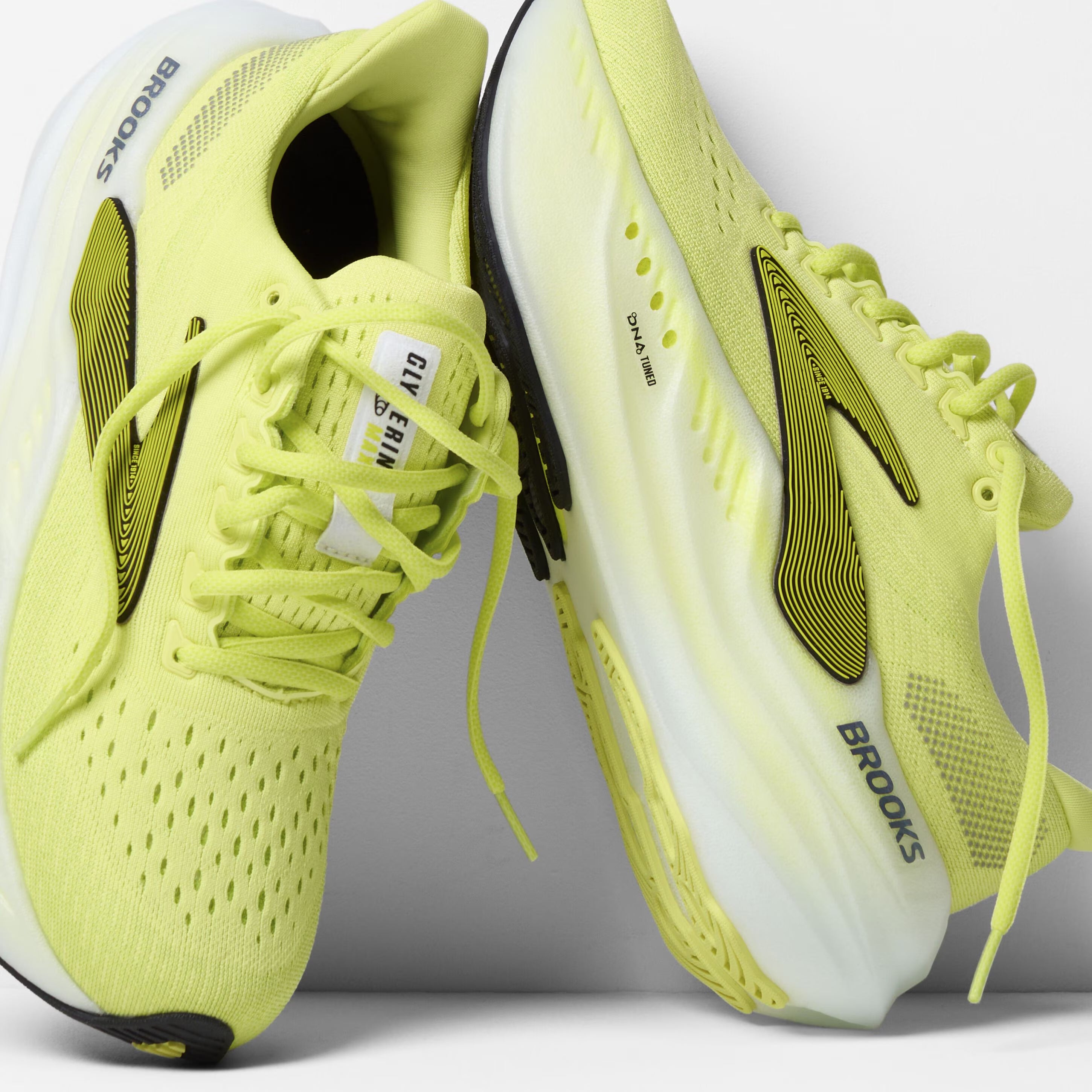 Women's Glycerin Max Running Shoes Sunny Lime / Black / White - Achilles Heel