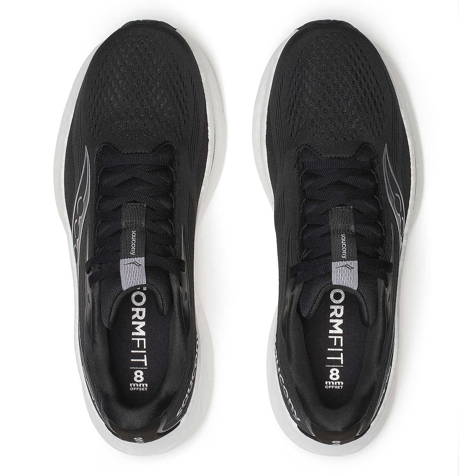 Saucony Men's Ride 18 Wide Fit Running Shoes Black / White - Achilles Heel