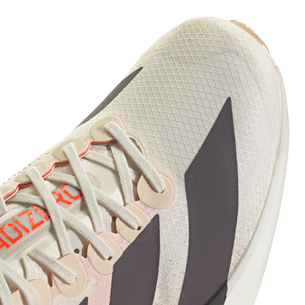 Mens's Adizero Adios Pro 4 Running Shoes Chalk White / Grey Strata / Impact Orange - Achilles Heel