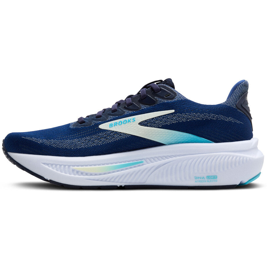 Women's Ghost 17 Wide Fit Running Shoes Navy / Green / Turquoise - Achilles Heel