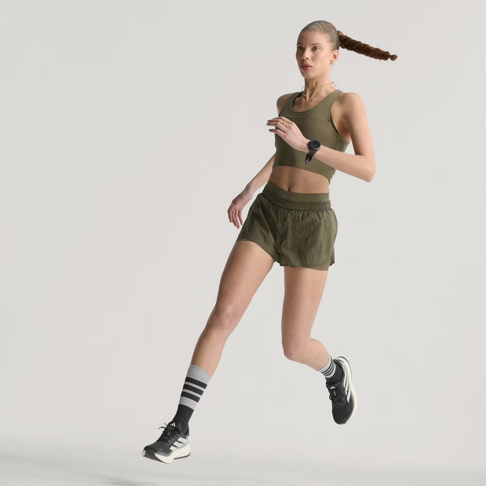 Women's Adi365 H.Koumori Running 2 in 1 Shorts Olive Strata - Achilles Heel