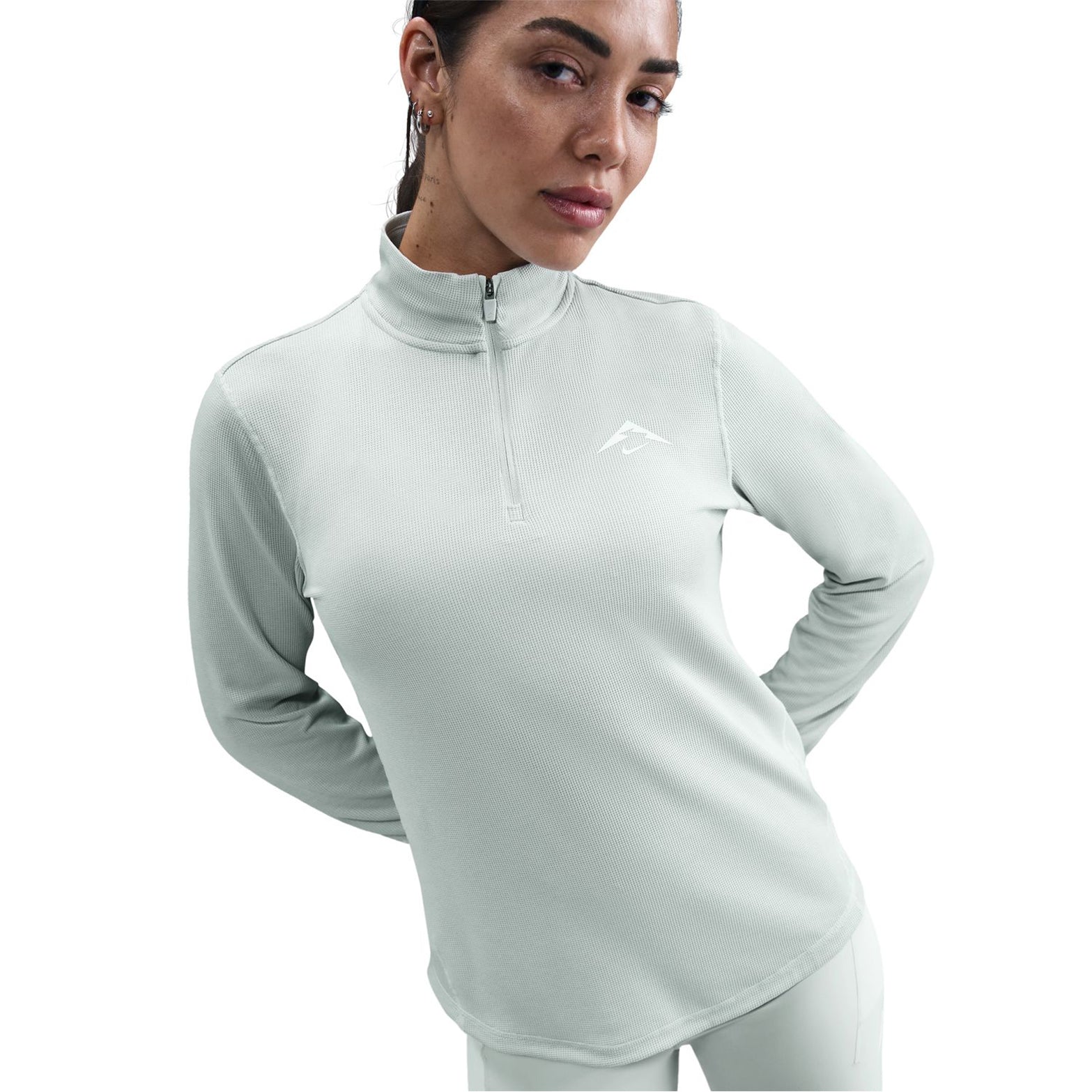 Women's Dri-FIT Trail 1/4 Zip Running Top Light Silver / Summit White - Achilles Heel