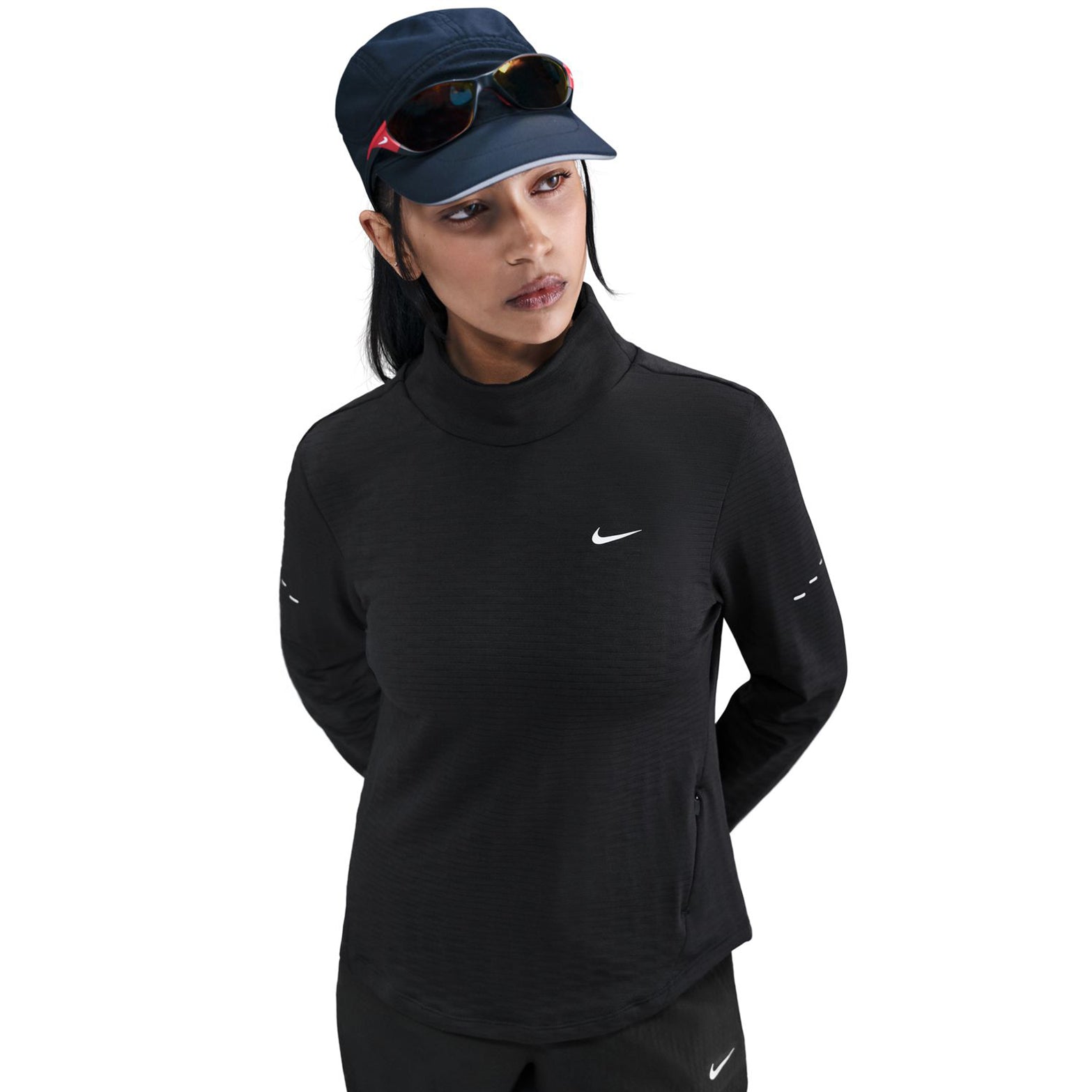 Women's Therma-FIT Turtle Neck Running Top Black - Achilles Heel